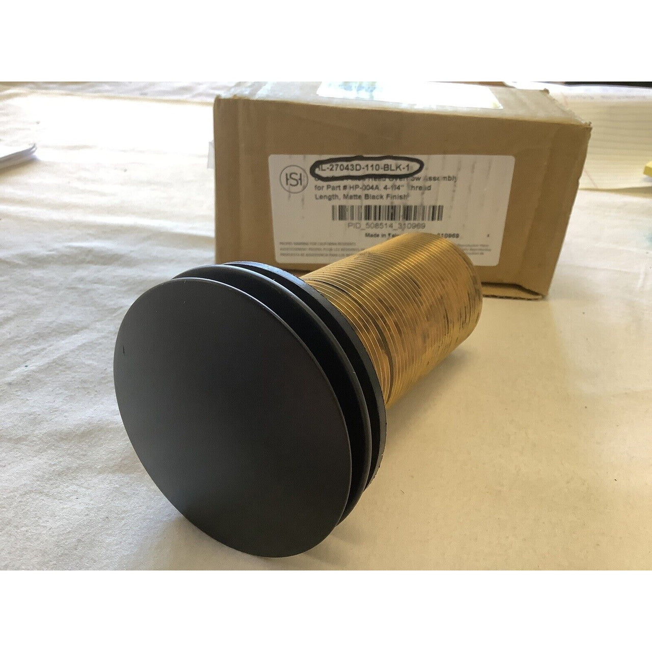 Signature Hardware HL-27043D-110-BLK-1 Fixed Head Overflow Assembly -Matte Black