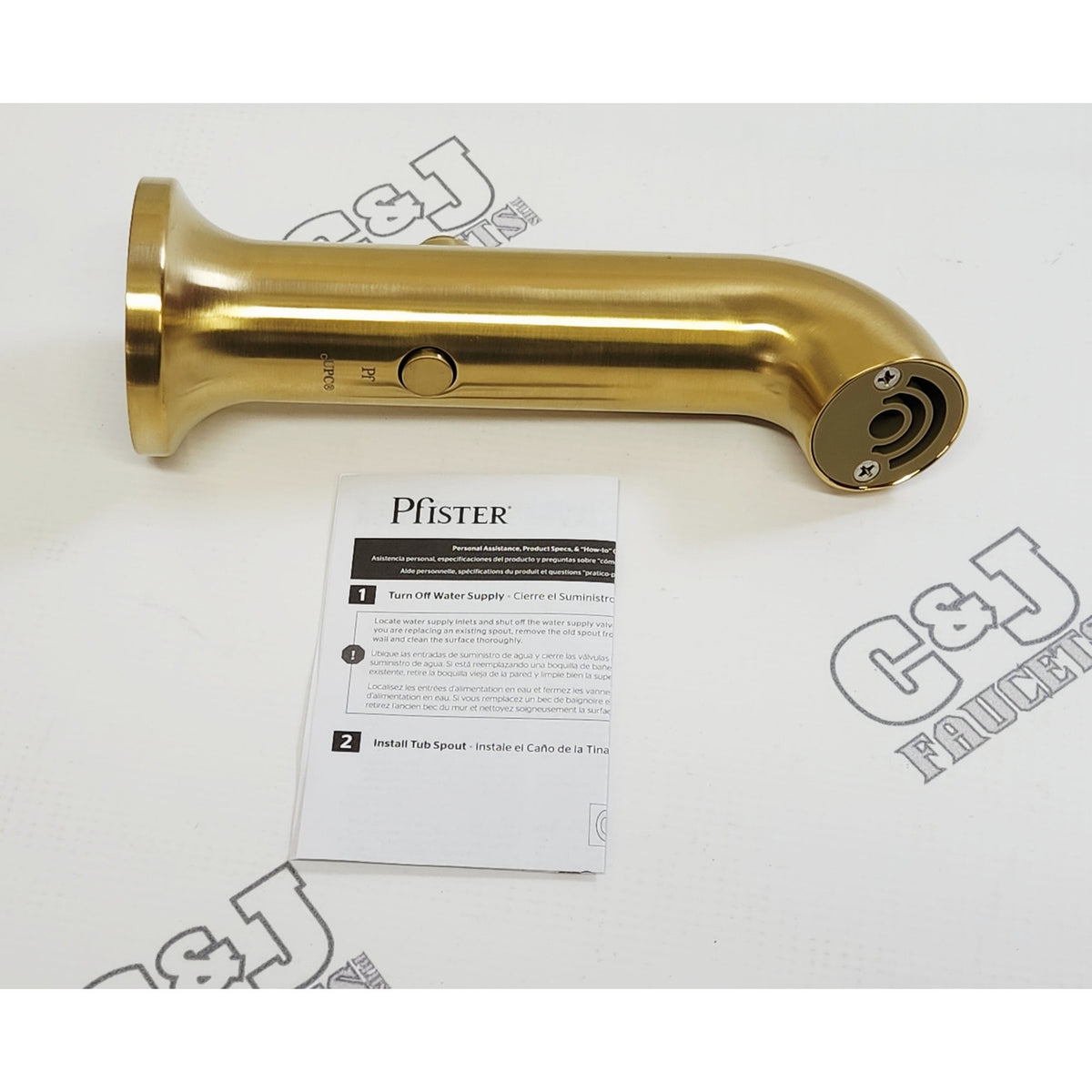 Pfister TBS-06SHWBG Modern Integrated Diverter Tub Spout - Brushed Gold