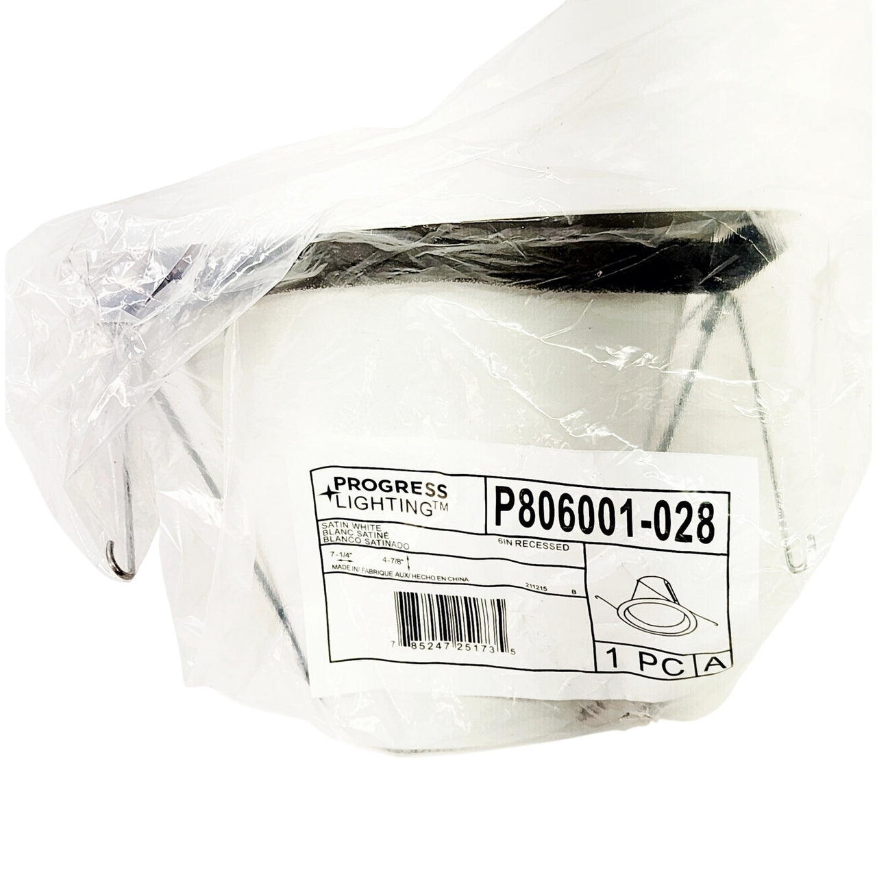 Progress Lighting P806001-028 6" Baffle Recessed Trim - Satin White