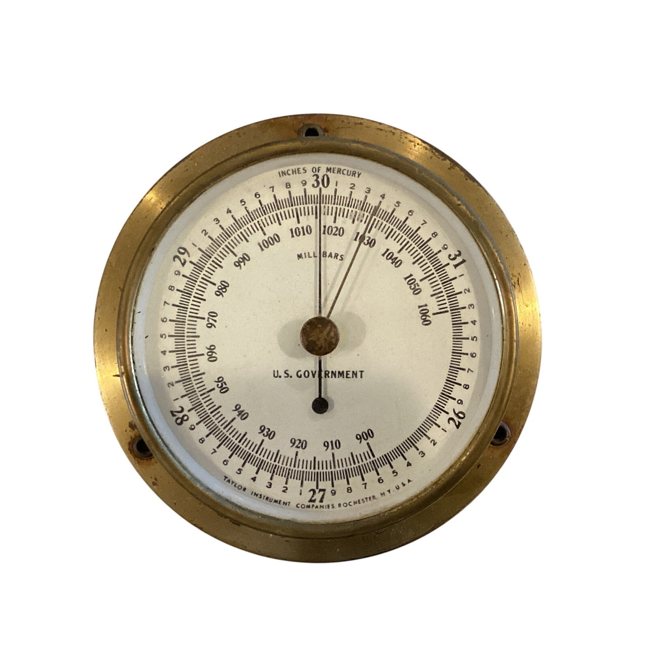 Taylor Instrument Co. SK-12509 1959 U.S. Government Barometer - Brass Case