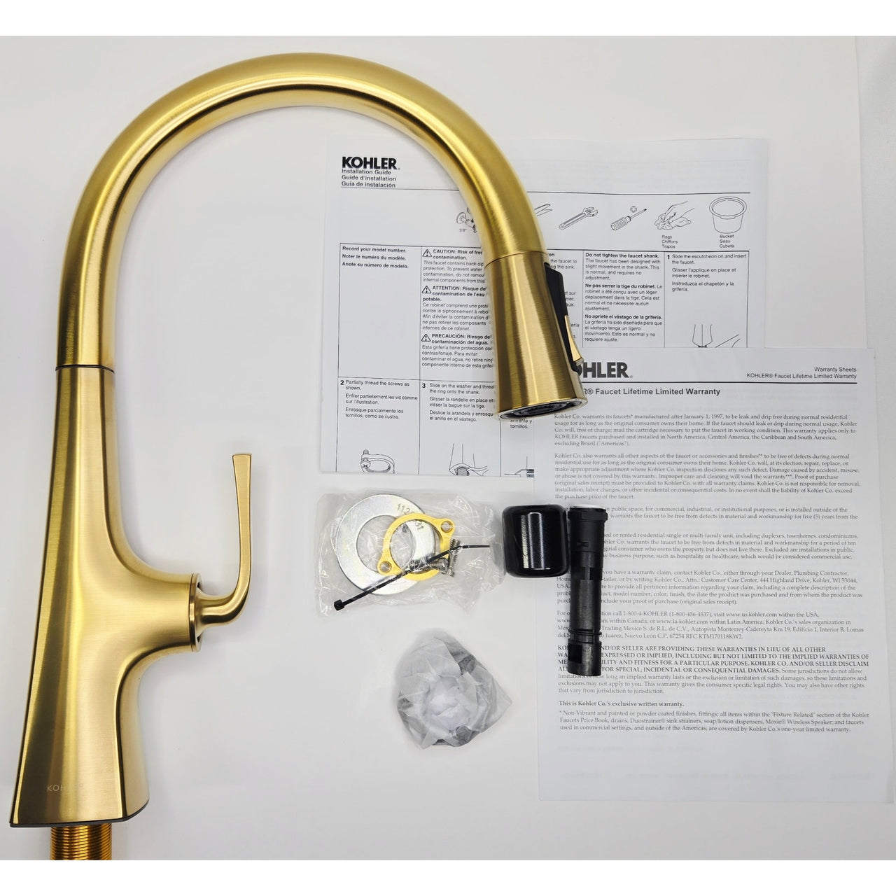 Kohler 22062-2MB Graze Pull-Down Kitchen Faucet with Sprayhead - Brushed Brass
