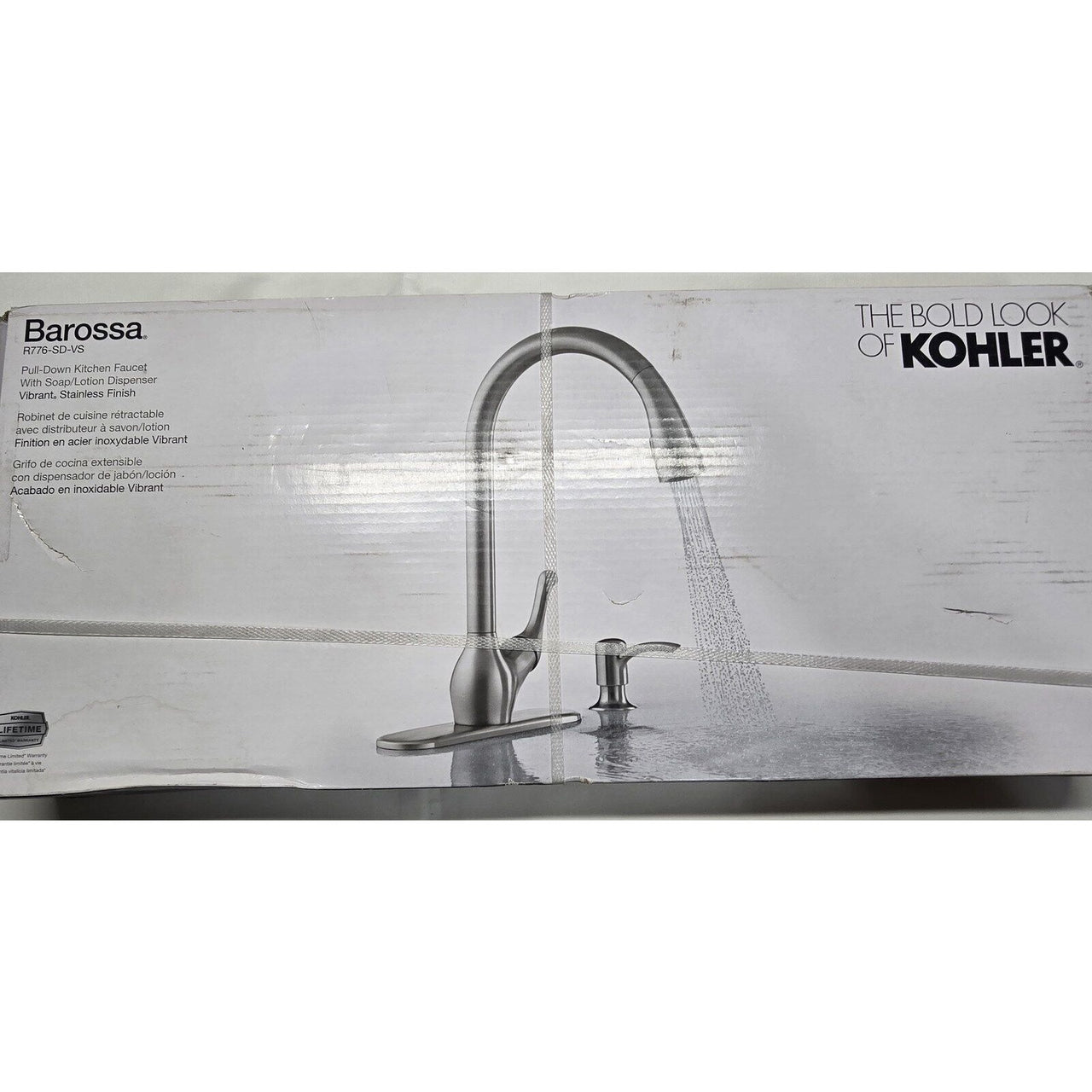Kohler R776-SD-VS Barossa Kitchen Faucet with Soap Dispenser - Vibrant Stainless