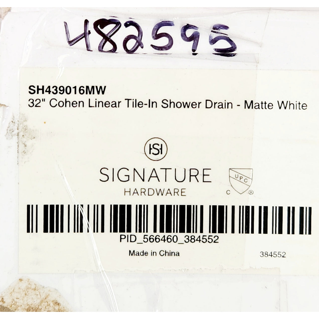 Signature Hardware 482595 Cohen 32" Tile Insert Linear Shower Drain -Matte White