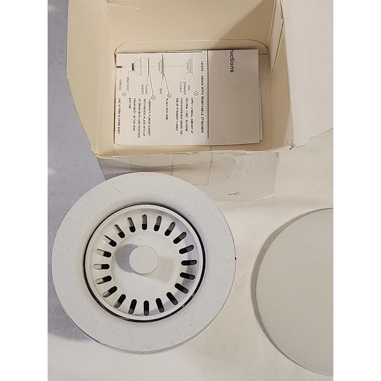 Elkay LKQS35WH Polymer Drain Fitting with Removable Basket Strainer - White