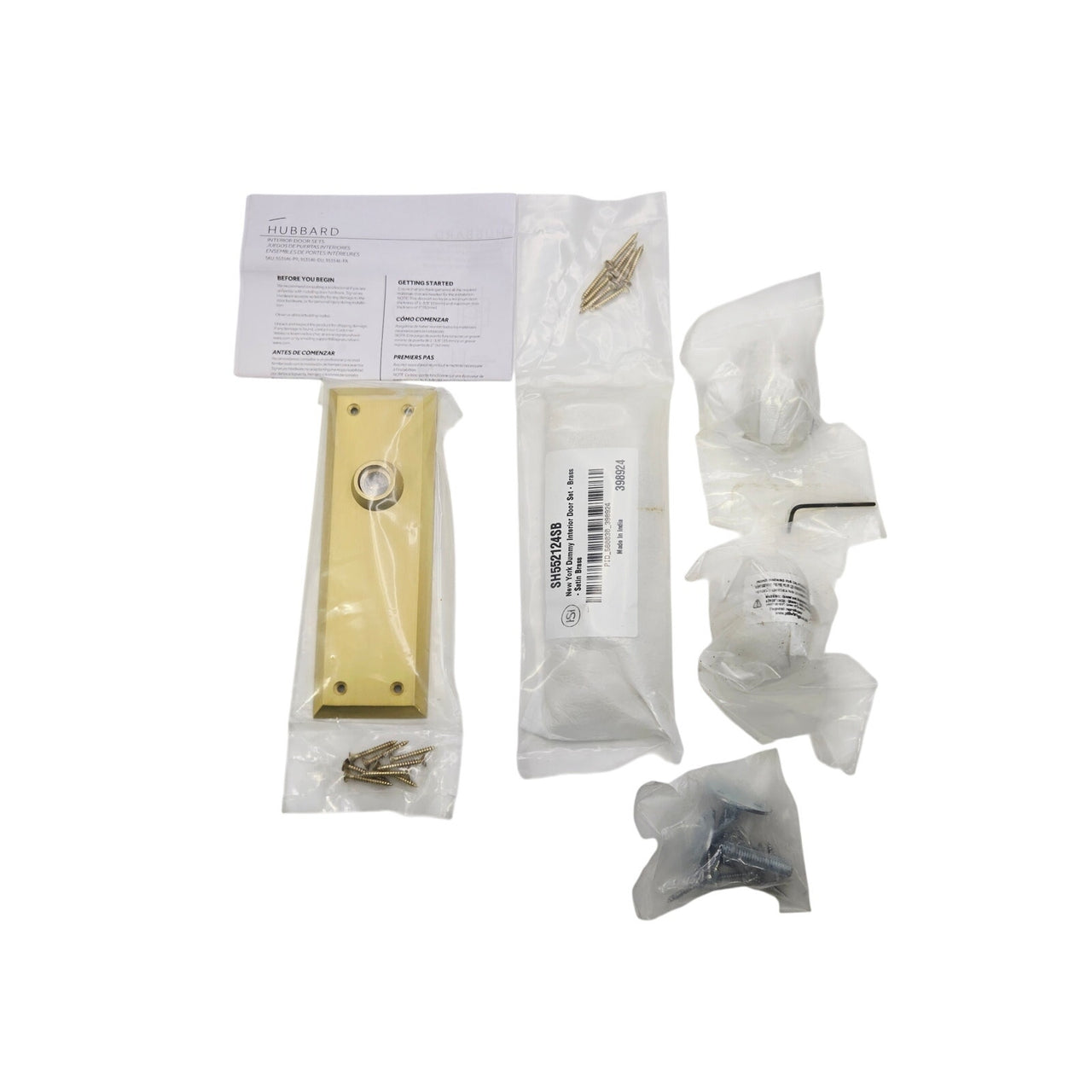 Signature Hardware 480934 Hubbard Solid Brass Dummy Door Knob Set - Satin Brass