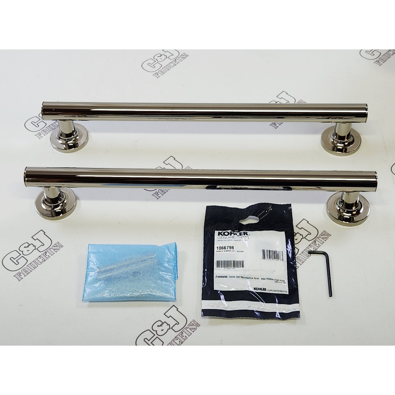 Kohler 705767-SN Purist 14" C-C Glass Door Handle Kit - Polished Nickel READ