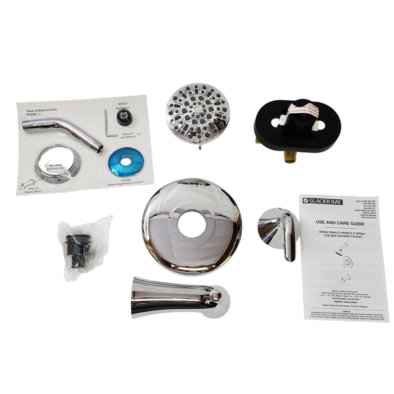 Glacier Bay 1008 665 208 Irena Tub and Shower Faucet - Polished Chrome