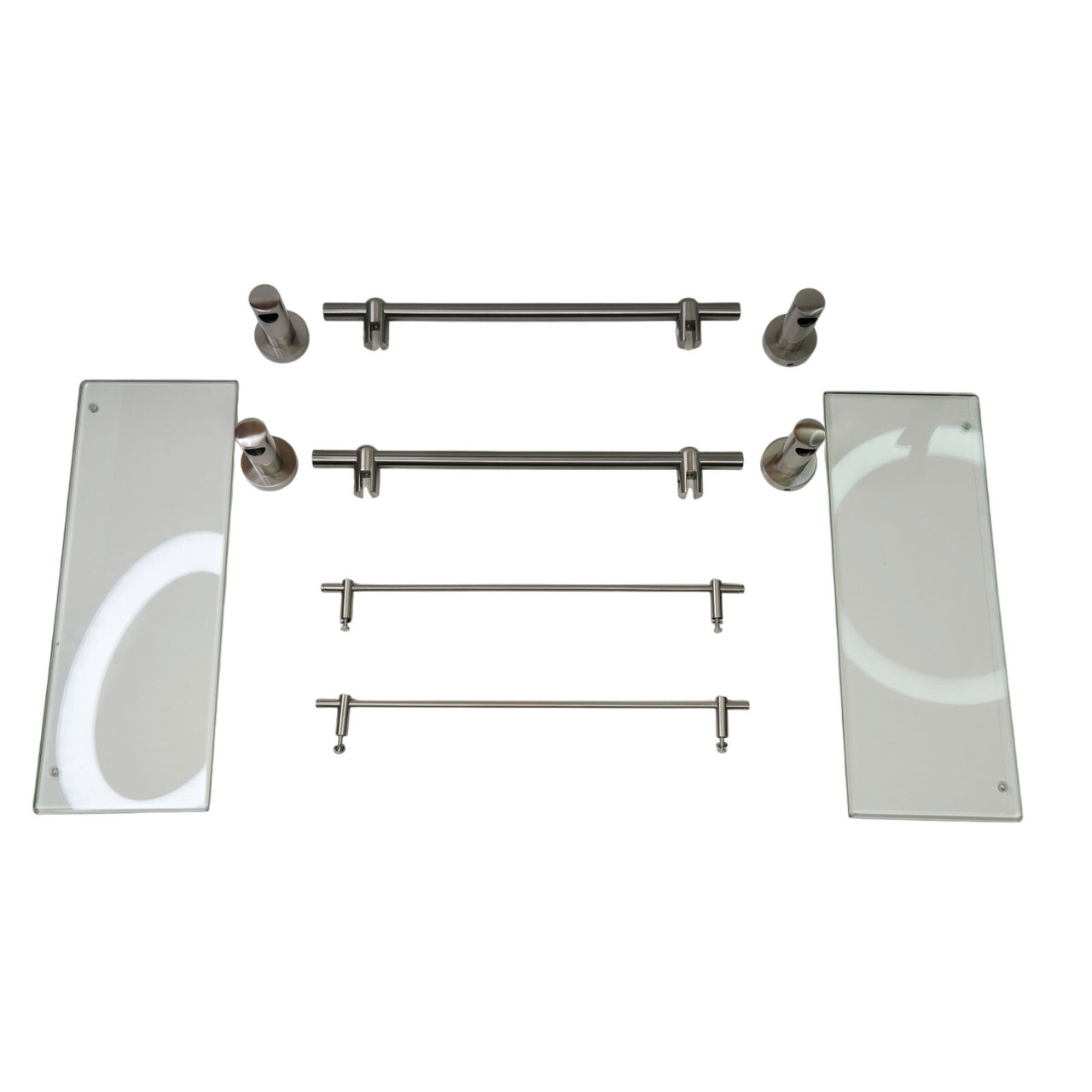 Signature Hardware 296467 Ceeley 17" Two-Tier Glass Bathroom Shelf -Brush Nickel