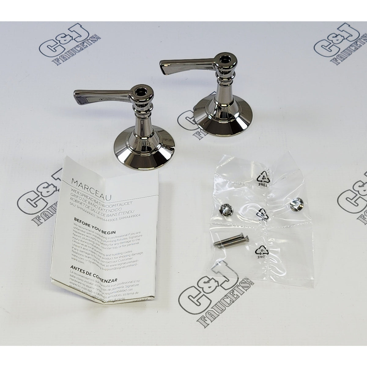 Signature Hardware SHMA449003PN Marceau Lever Handles - Polished Nickel