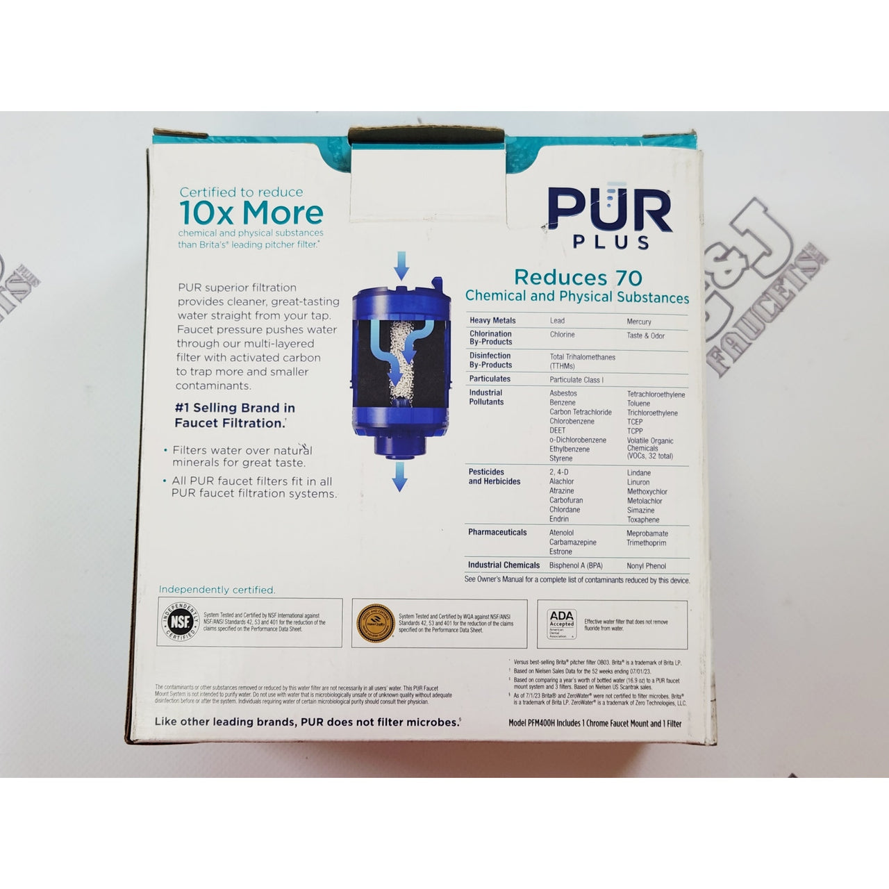 PUR PFM400H PLUS Horizontal Faucet Mount Water Filtration System - Chrome