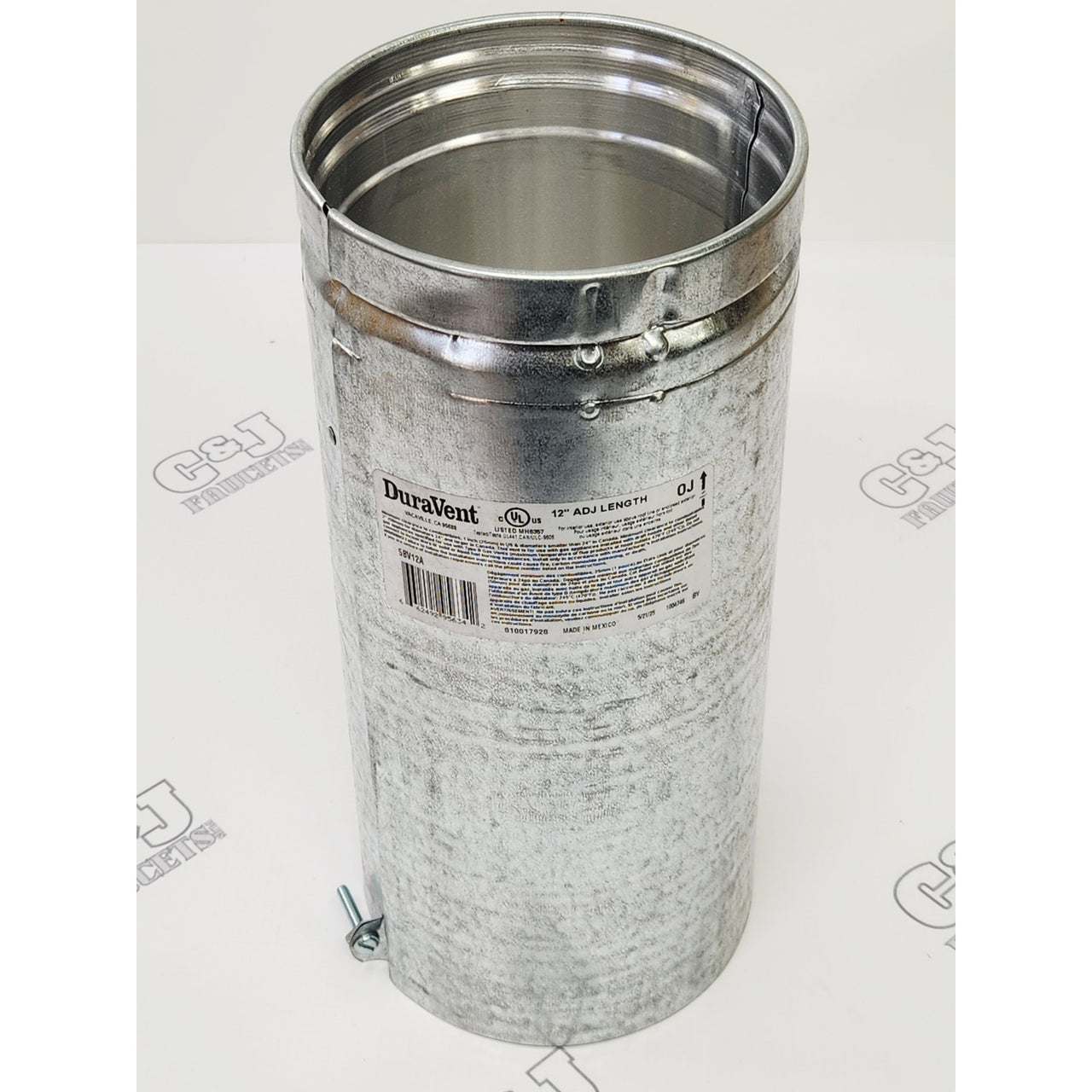 DuraVent 5BV12A 5" ID Type B Round Gas Vent Pipe - 12" Pipe Length - Aluminum