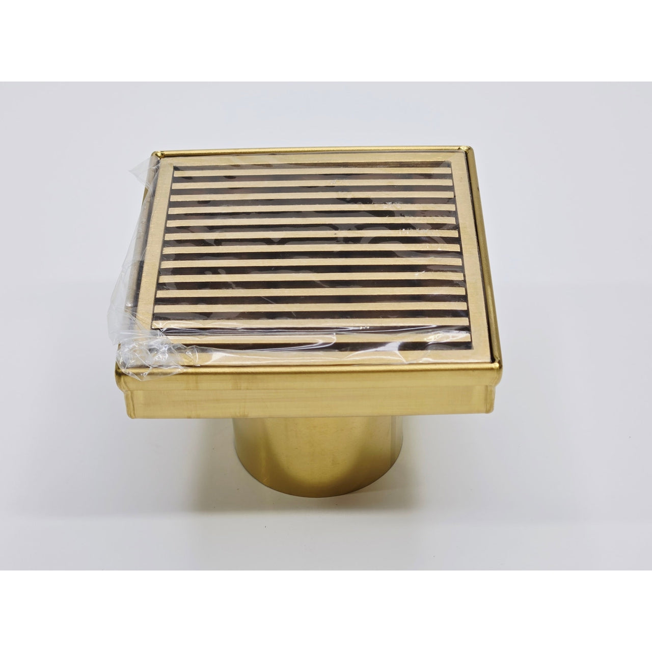 Signature Hardware 482698 Carmen 4" Square Shower Drain with Flange - Brush Gold