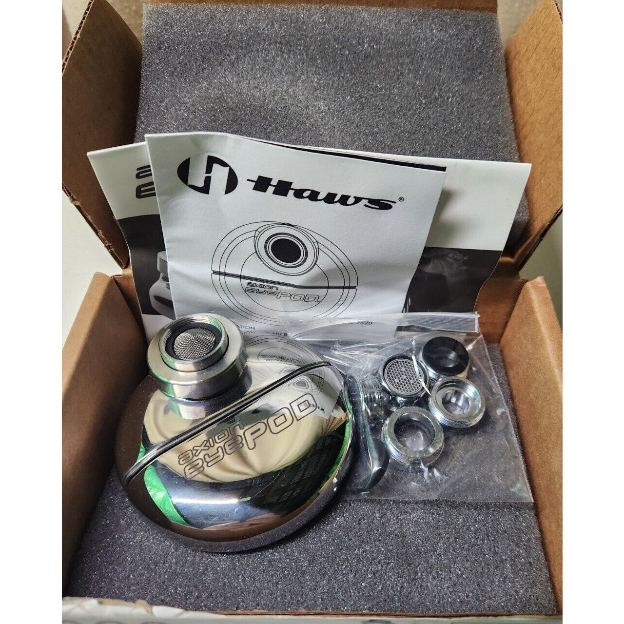 Haws 7620 Axion eyePOD Faucet-Mounted Eyewash - Polished Stainless Steel