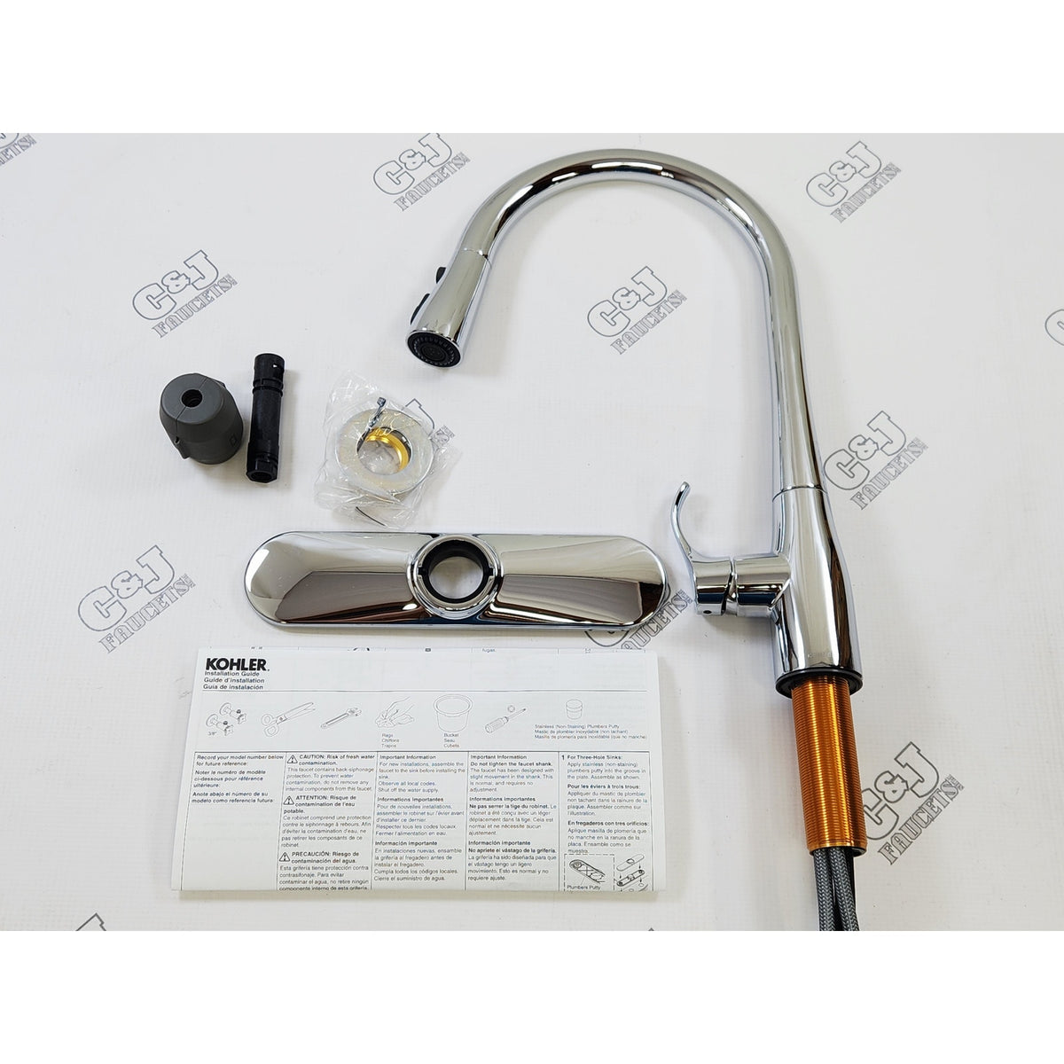 Kohler 596-CP Simplice 3-Spray Kitchen Faucet - Polished Chrome