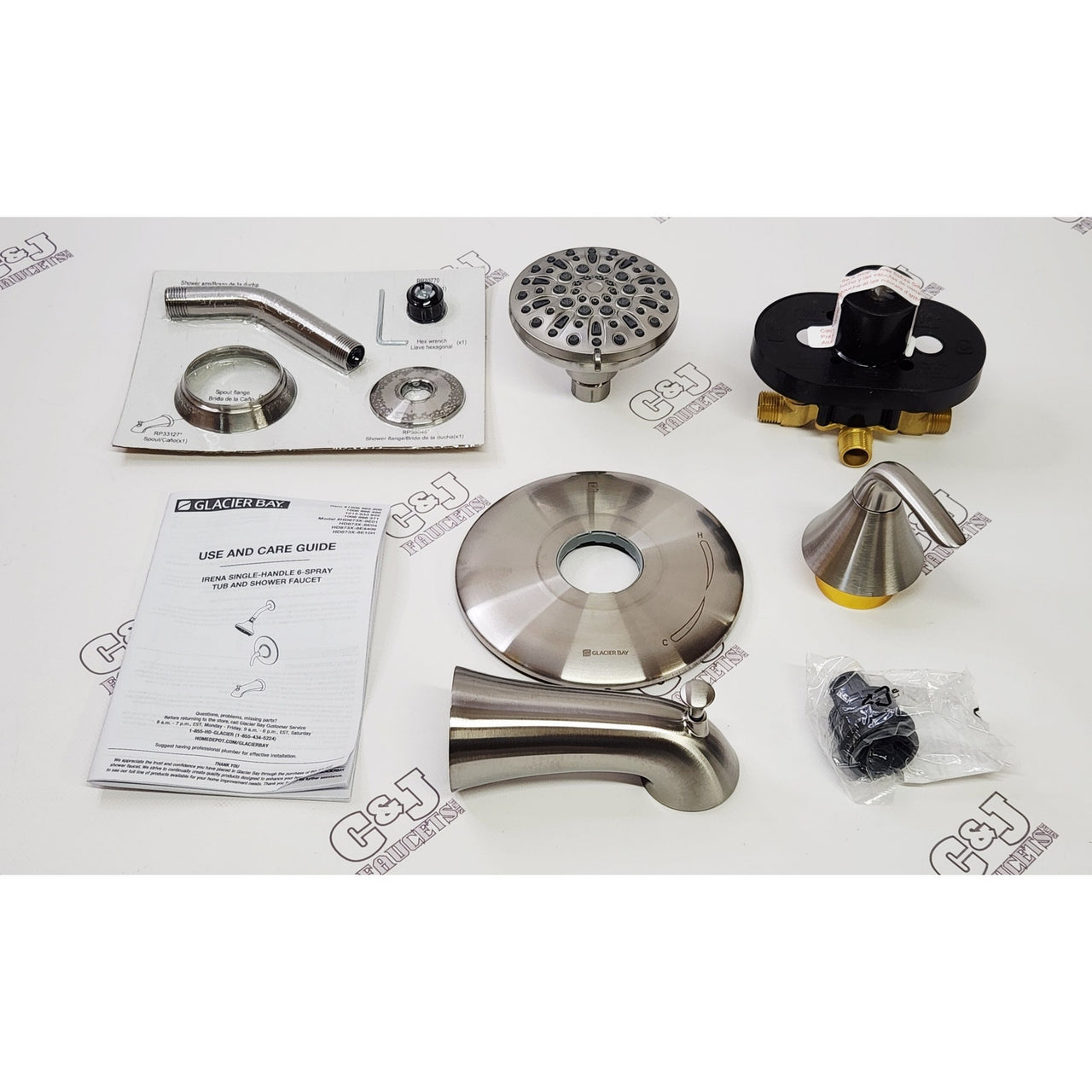 Glacier Bay 1008 698 489 Irena Tub and Shower Faucet - Brushed Nickel