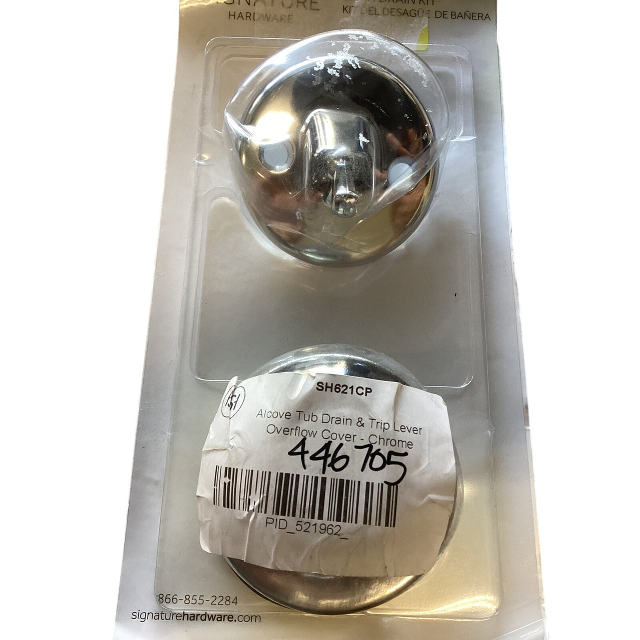 Signature Hardware 446705 Alcove Tub Drain & Trip Lever Overflow Cover - Chrome