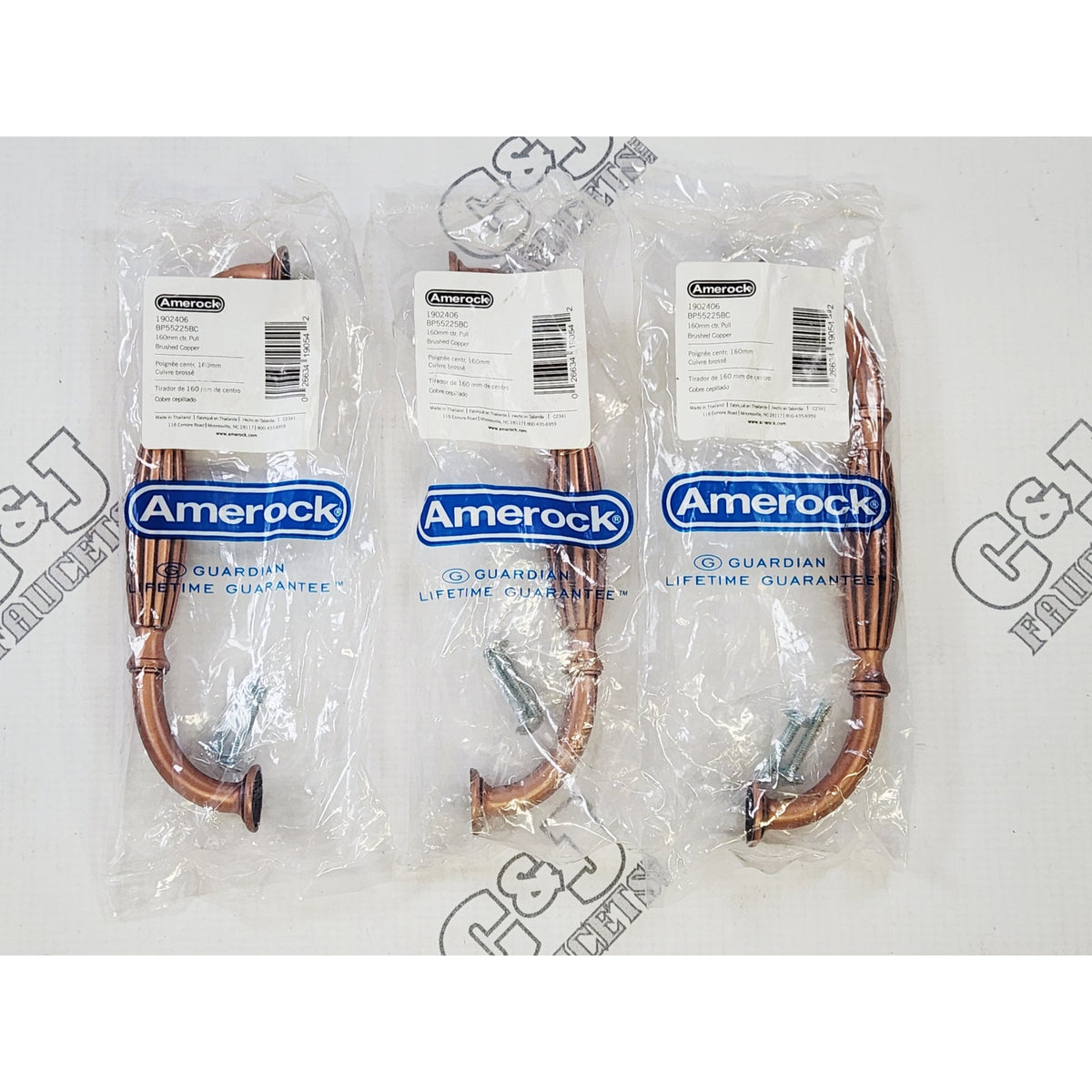 Amerock BP55225BC Blythe 6-5/16" Cabinet Handle Pull, 3-Pack - Brushed Copper