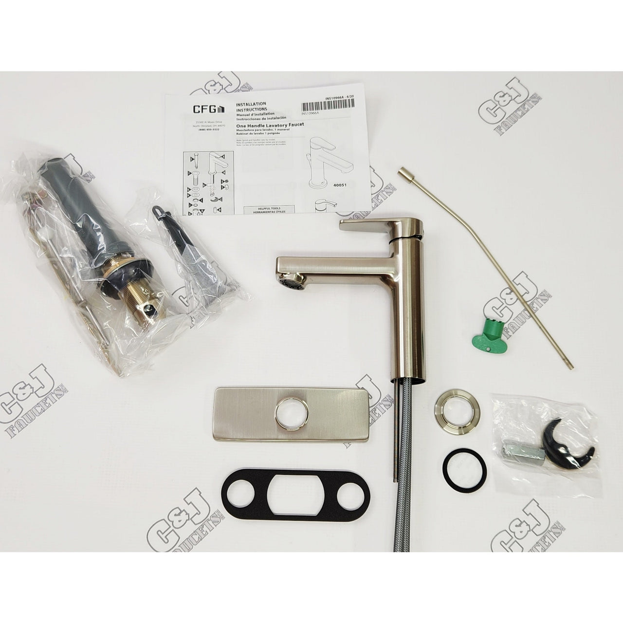 Moen 40051BN Cleveland Slate Single Hole Bathroom Faucet - Brushed Nickel