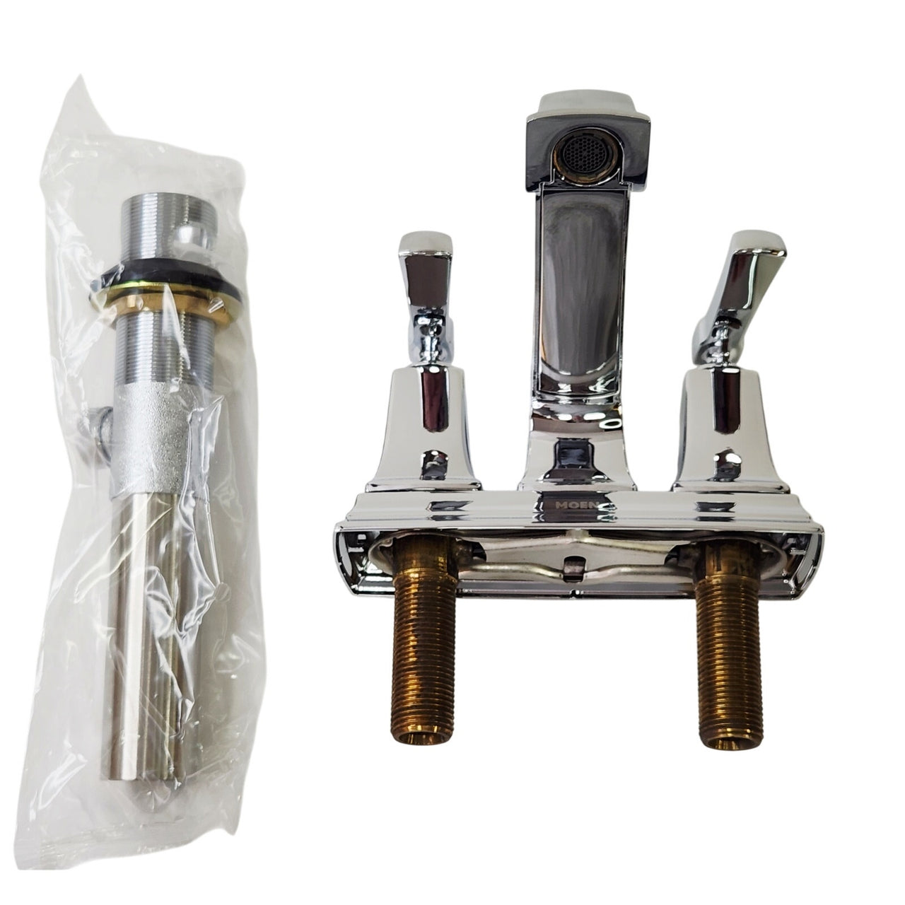 Moen 6010 Boardwalk Centerset Bathroom Faucet with Metal Drain Assembly - Chrome