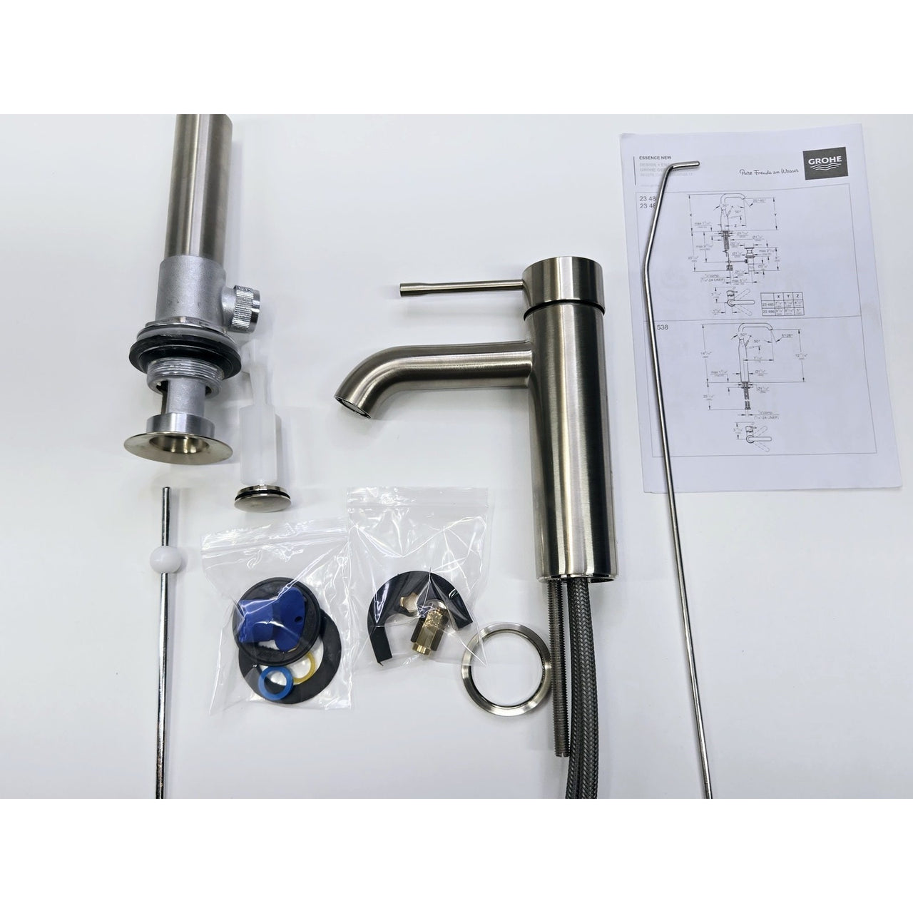 Grohe 23592ENA Essence 1.2 GPM Single Hole Bathroom Faucet - Brushed Nickel READ