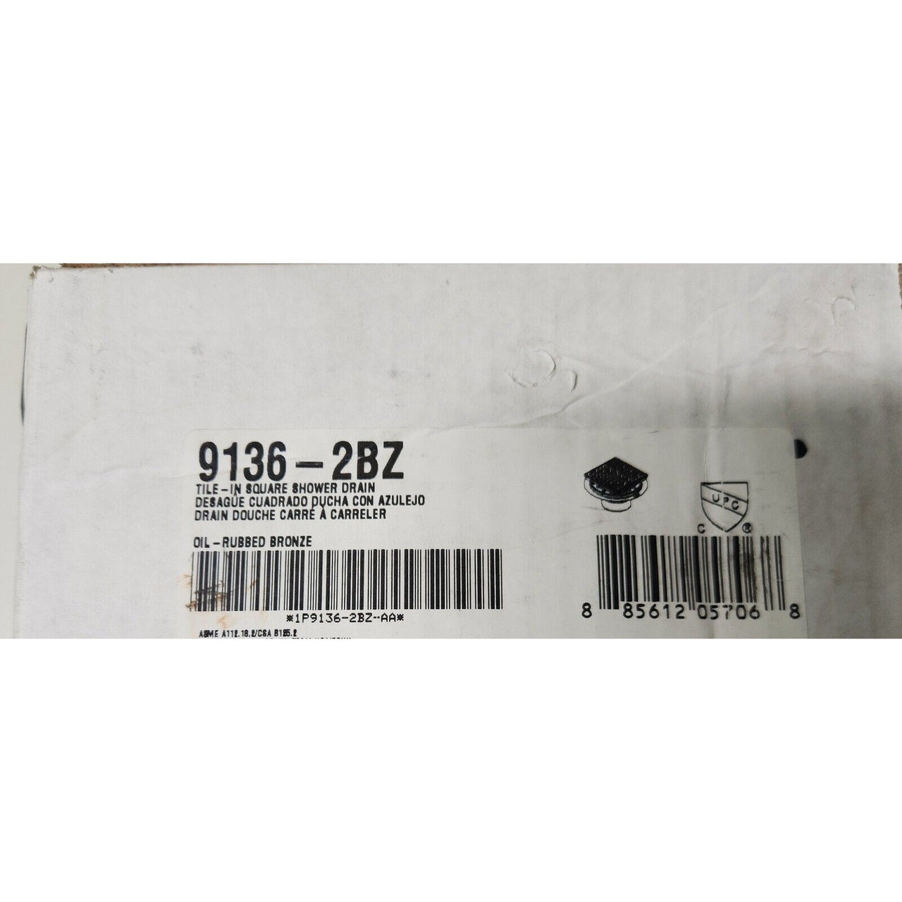 Kohler 9136-2BZ Clearflo Square Design Tile-in Shower Drain - Oil-Rubbed Bronze