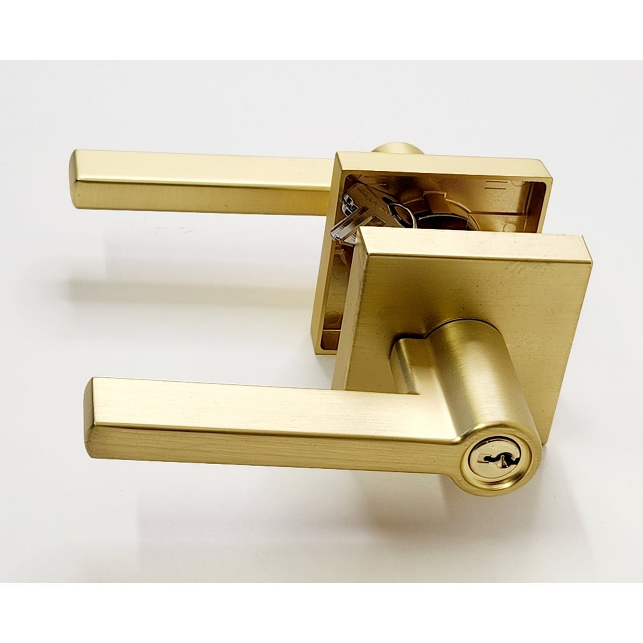 Miseno MLK1022SB Lorton Single Cylinder Entry Door Lever Set - Satin Brass