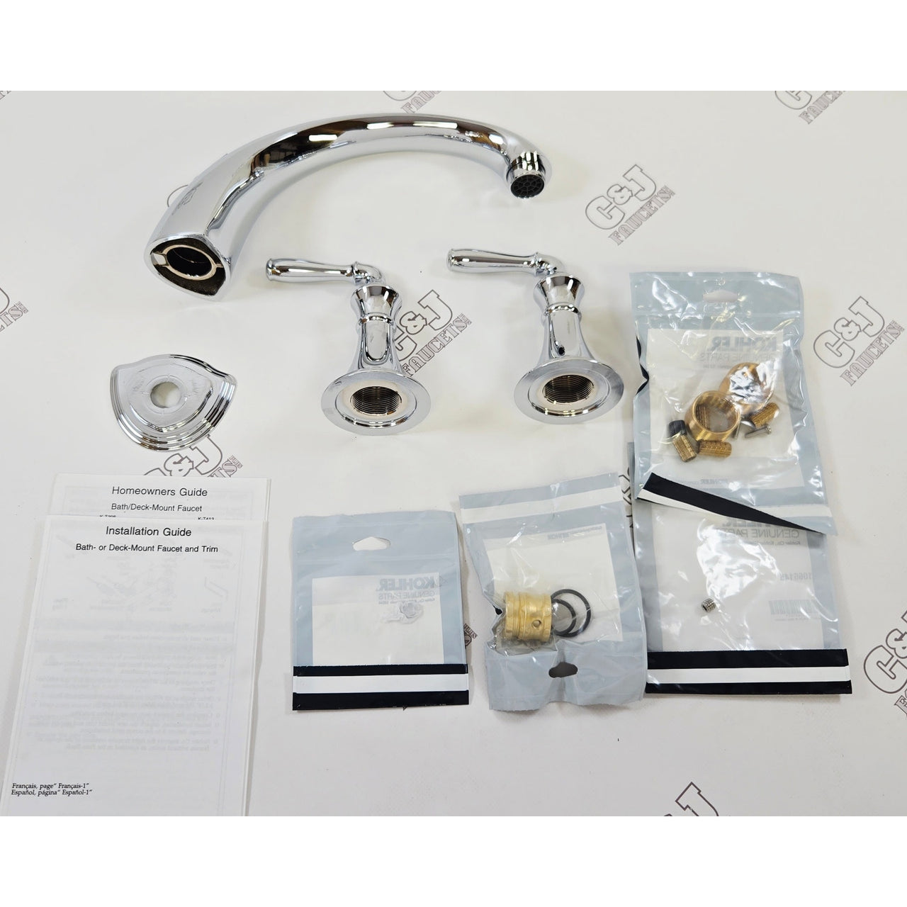 Kohler T398-4-CP Devonshire 3-Hole 2-Handle Tub Faucet - Polished Chrome