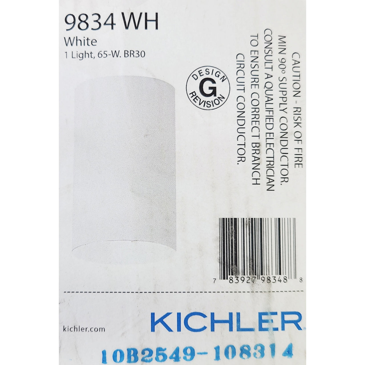 Kichler 9834WH 1-Light Flush Mount Indoor Ceiling Fixture -White