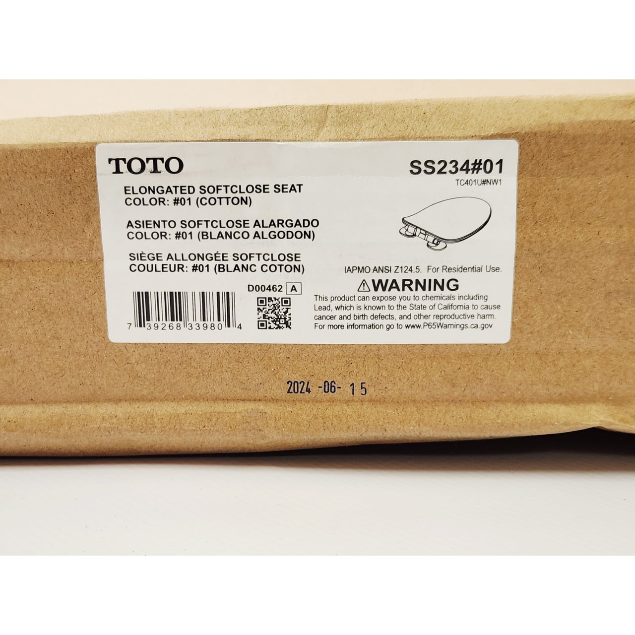 Toto SS234#01 Slim Elongated Closed-front SoftClose Toilet Seat - Cotton White
