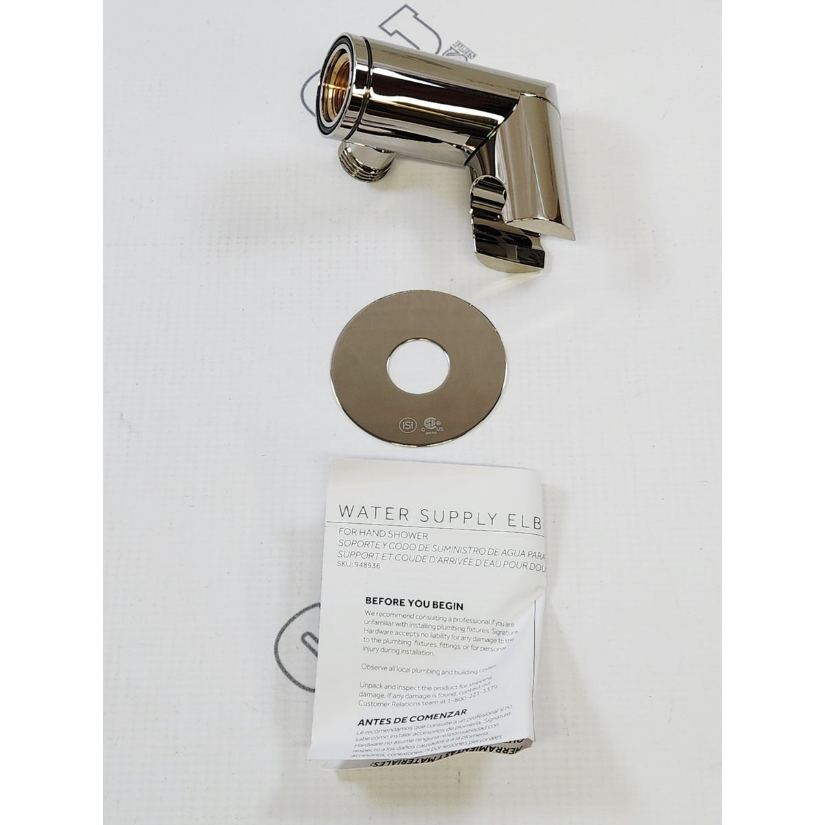 Signature Hardware 449976 Swivel Water Supply Elbow and Bracket -Polished Nickel