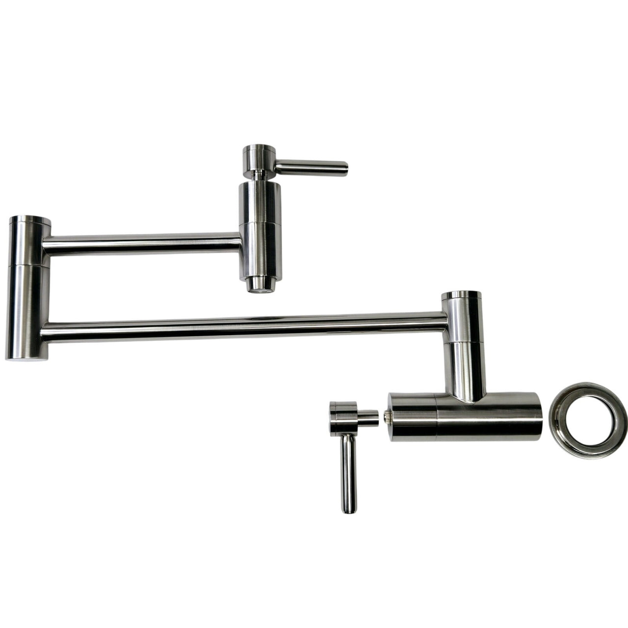 Signature Hardware 329627 Contemporary Double Handle Pot Filler - Brushed Nickel