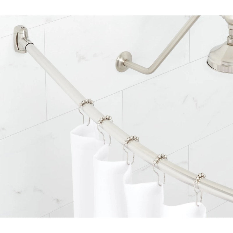 Signature Hardware 466769 72" Curved Brass Shower Rod - Brushed Nickel