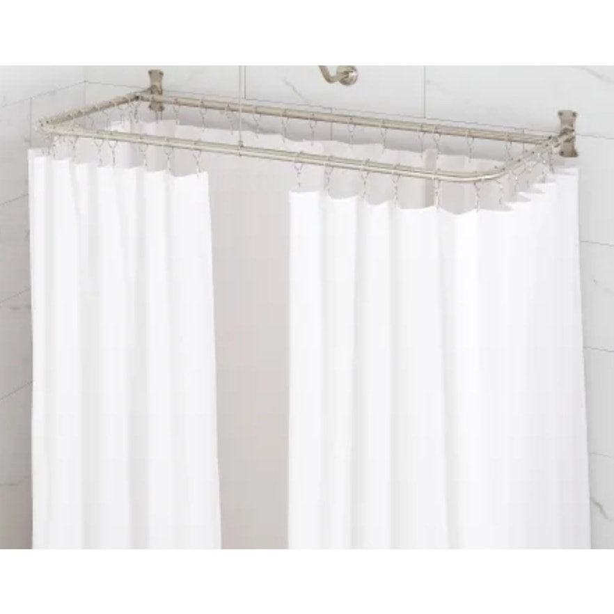 Signature Hardware 466789 60" x 27" Rectangle Brass Shower Rod - Brushed Nickel