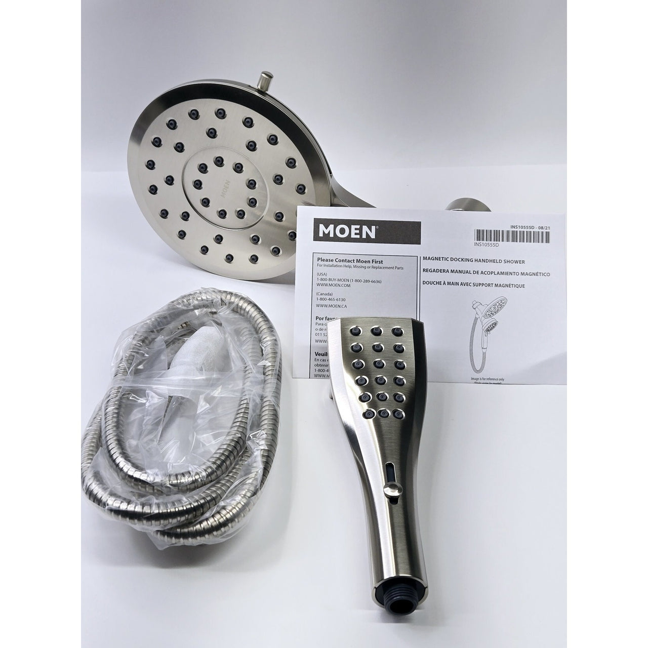 Moen 220C3BN Verso 8-Spray 7" Dual Fixed and Handheld Shower Head - Brush Nickel