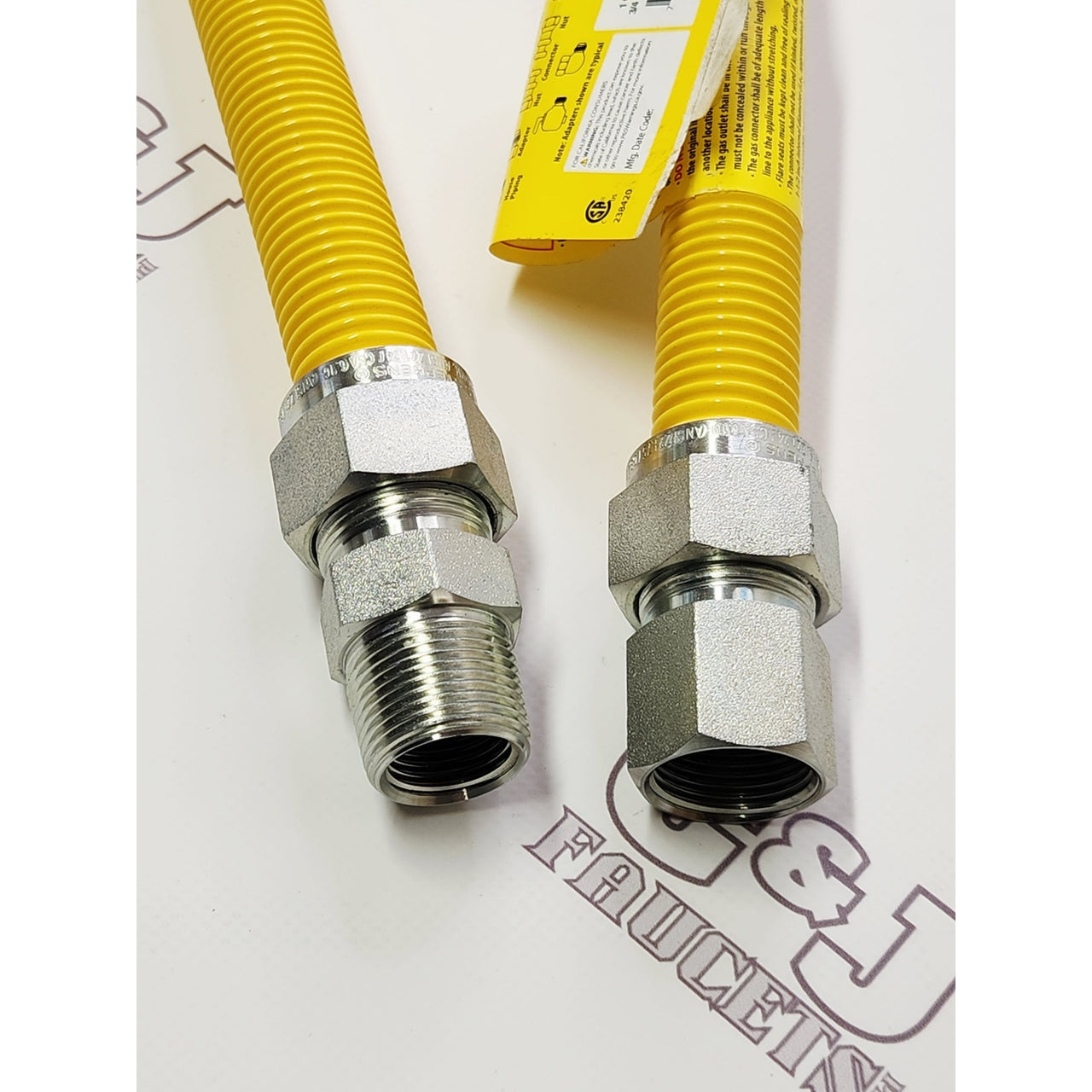 Jones Stephens G76042 36" Yellow Coated Stainless Steel Gas Connector