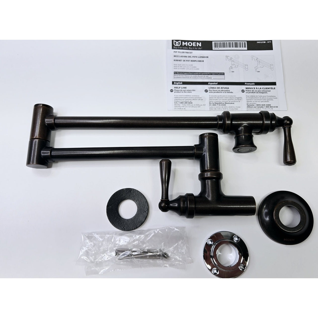 Moen S664ORB Traditional Wall Mounted Swing Arm Pot Filler - Oil Rubbed Bronze