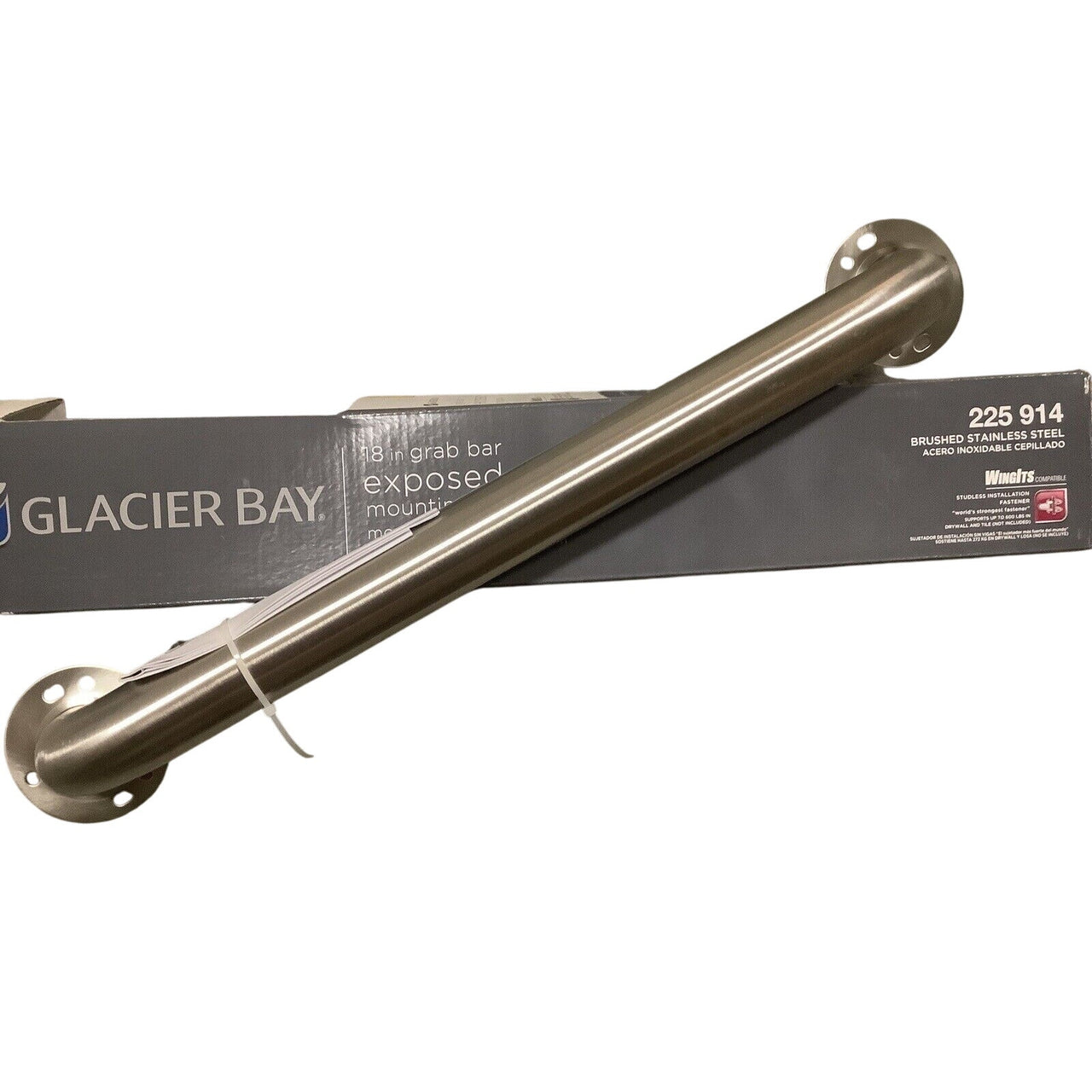 Glacier Bay 225 914 18 in. Exposed Screw Grab Bar - Brushed Stainless Steel