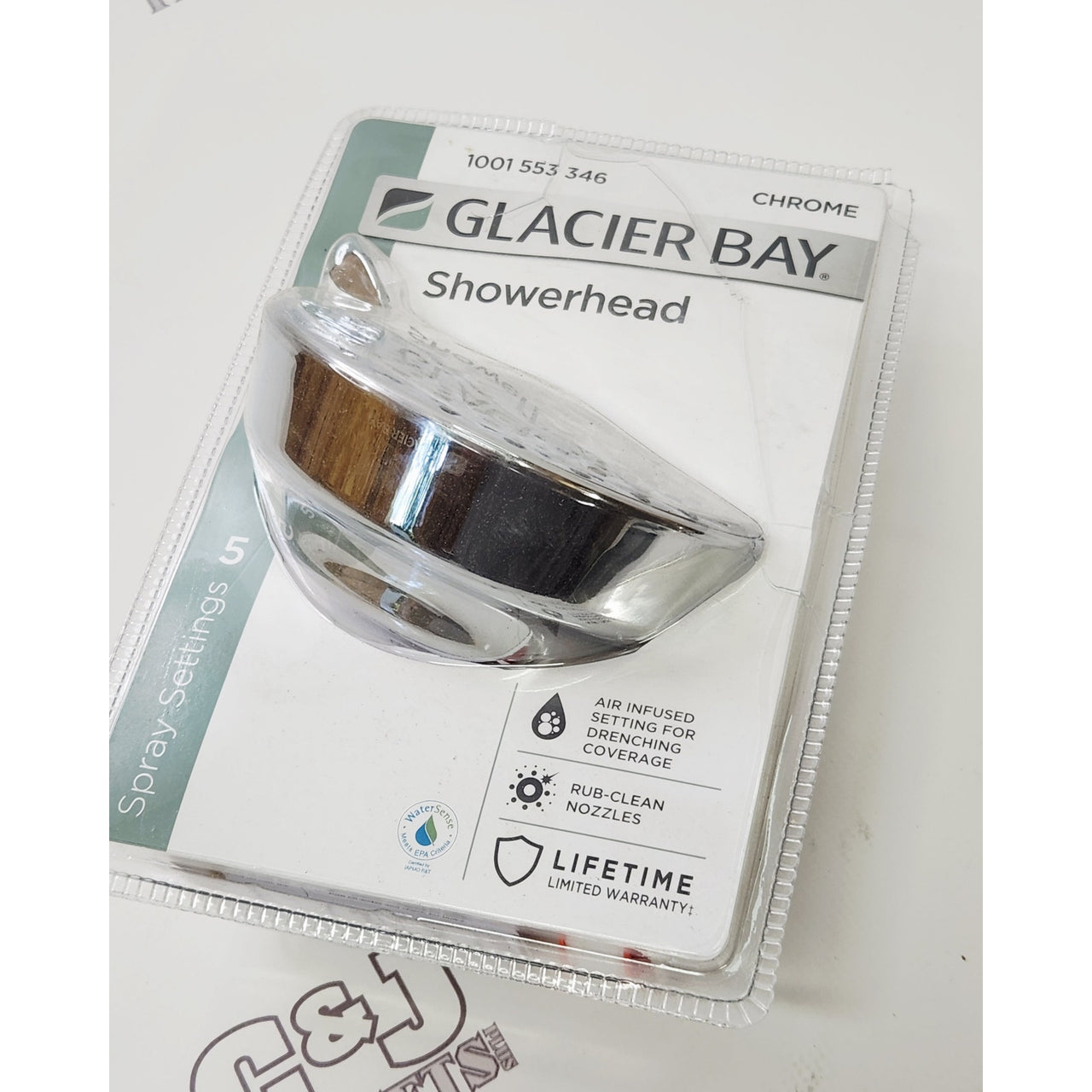 Glacier Bay 1001 553 346 5-Spray Pattern Fixed Wall Mount Shower Head - Chrome