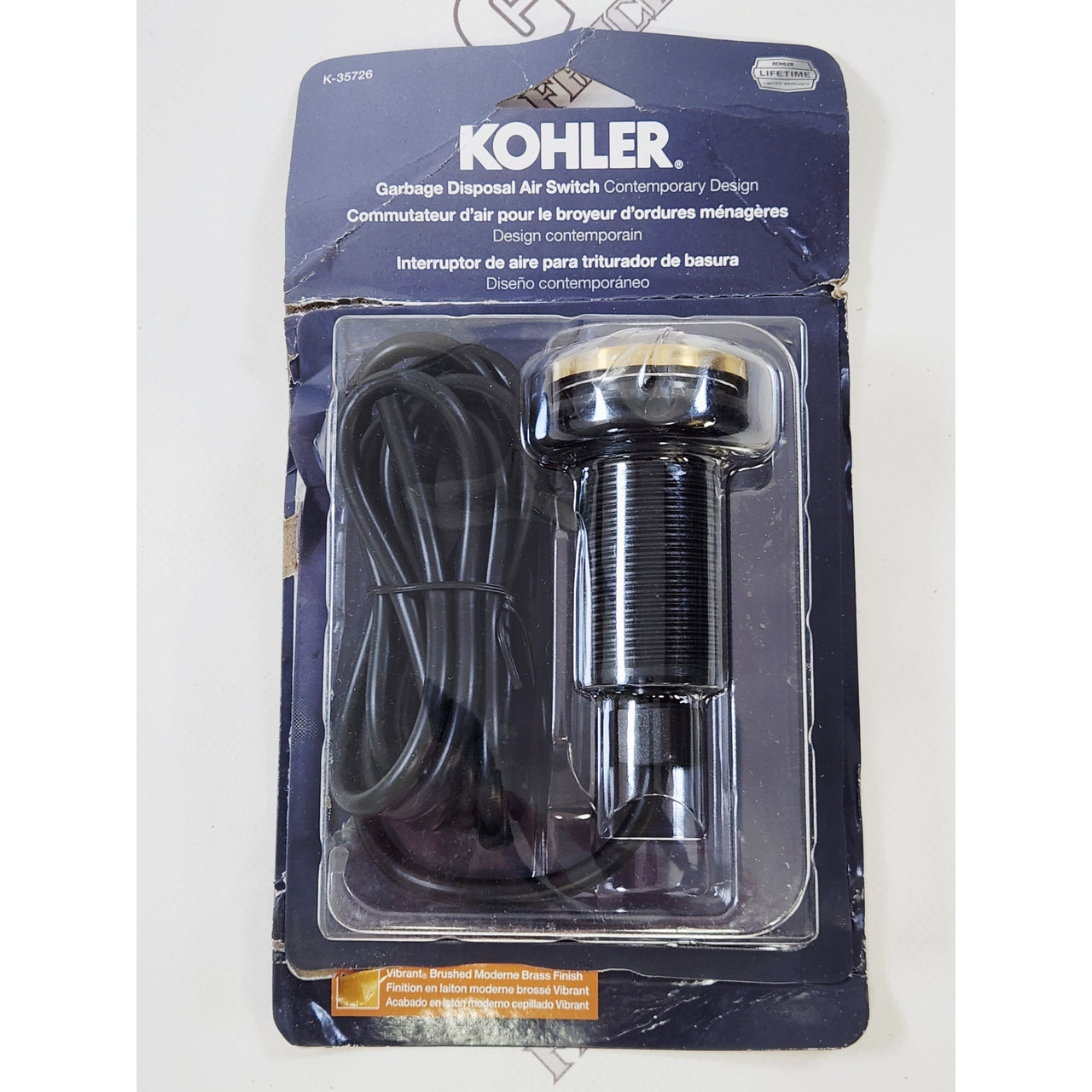 Kohler 35726-2MB Garbage Disposal Switch Button - Vibrant Brushed Moderne Brass