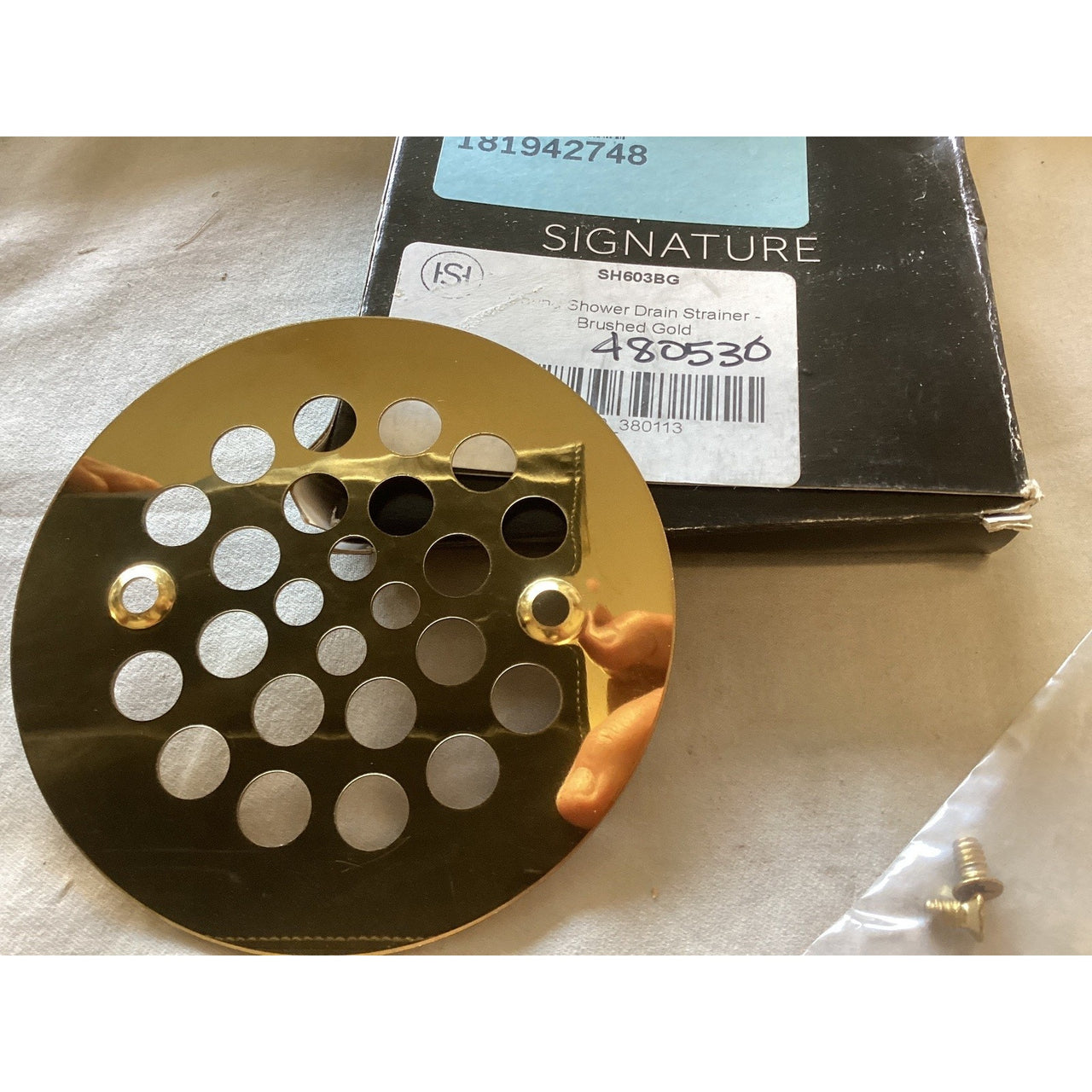 Signature Hardware 480530 Round Shower Drain Strainer - Brushed Gold