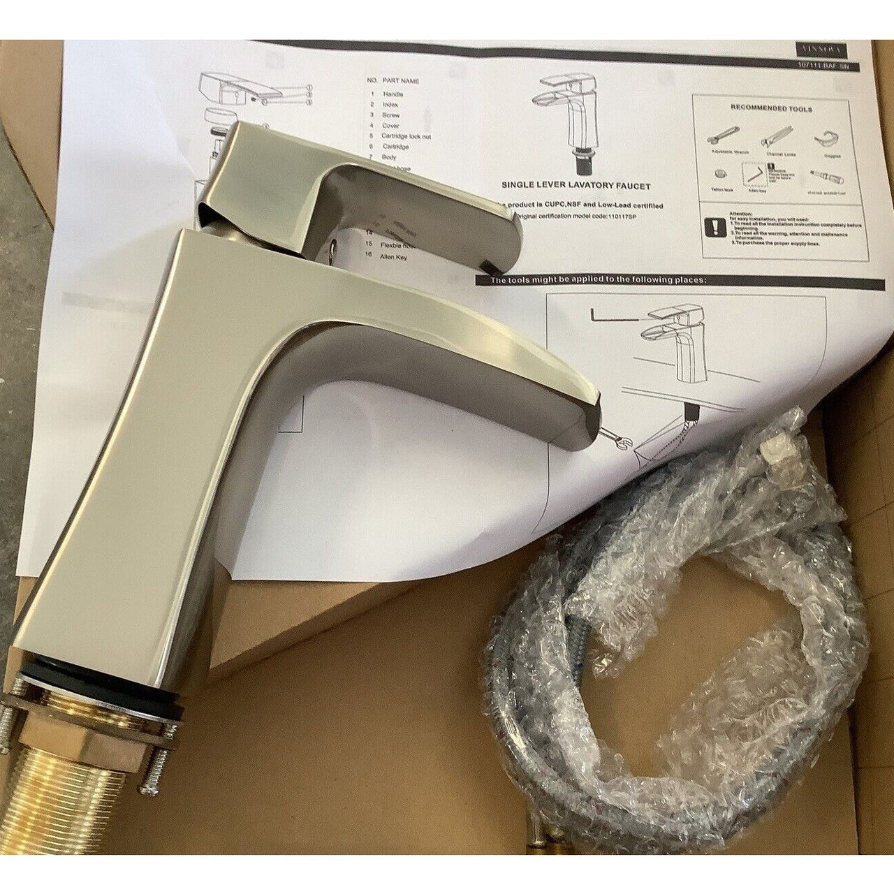 Vinnova 107111-BAF-SN Alessandra Single-Lever Bathroom Faucet - Brushed Nickel