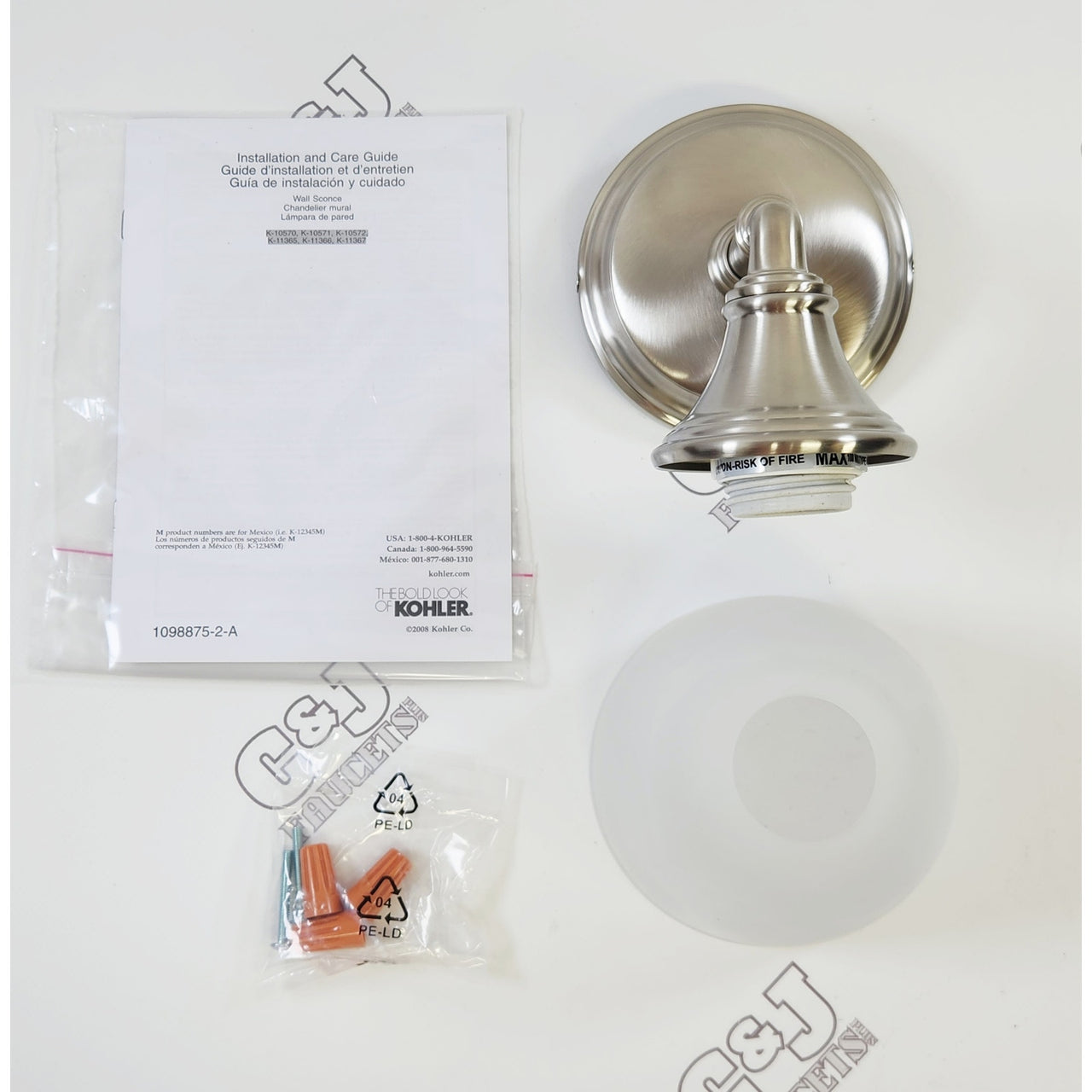 Kohler 10570-BN Devonshire 1-Light Bathroom Wall Sconce - Brushed Nickel