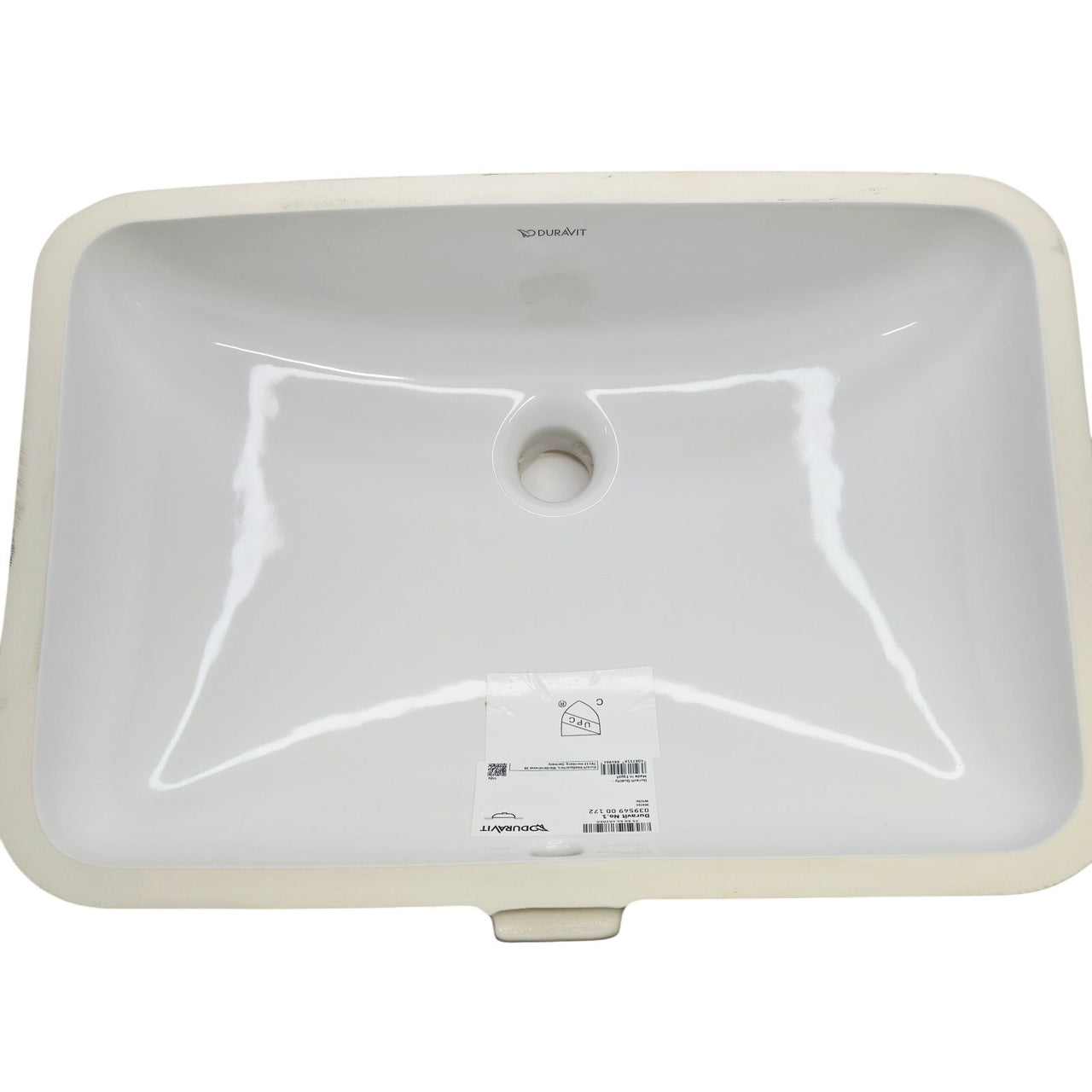 Duravit 03953900172 No. 1 Rectangular Undermount Bathroom Sink w/Overflow -White