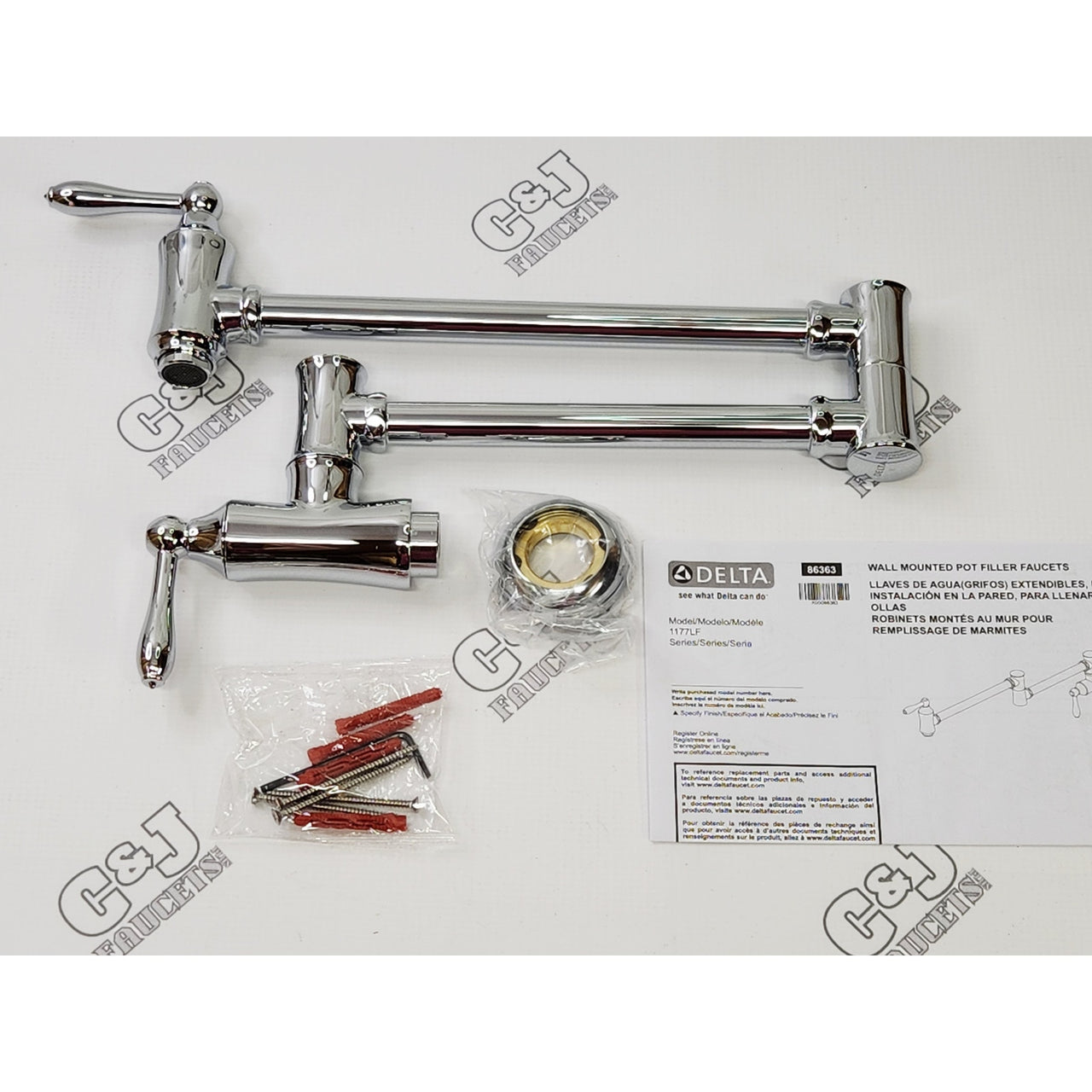 Delta 1177LF Traditional 4 GPM 24" Extension Pot Filler Faucet - Chrome