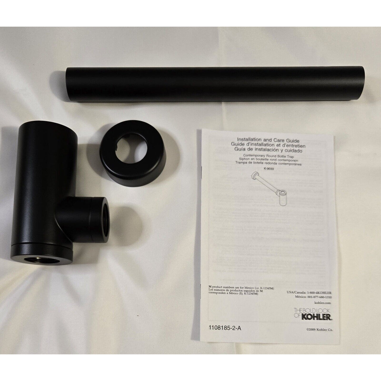 Kohler 9033-BL Contemporary 1.25" Metal Round Bottle Trap - Matte Black