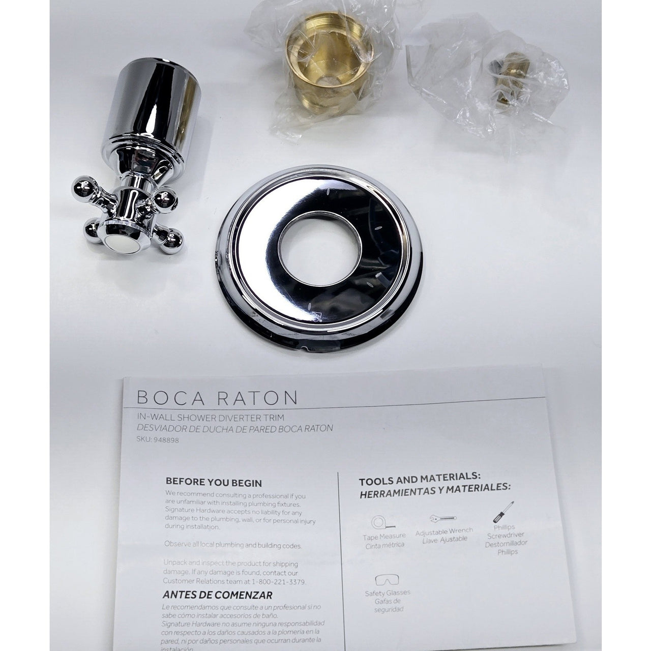 Signature Hardware 449737 Boca Raton Diverter Valve Trim - Chrome