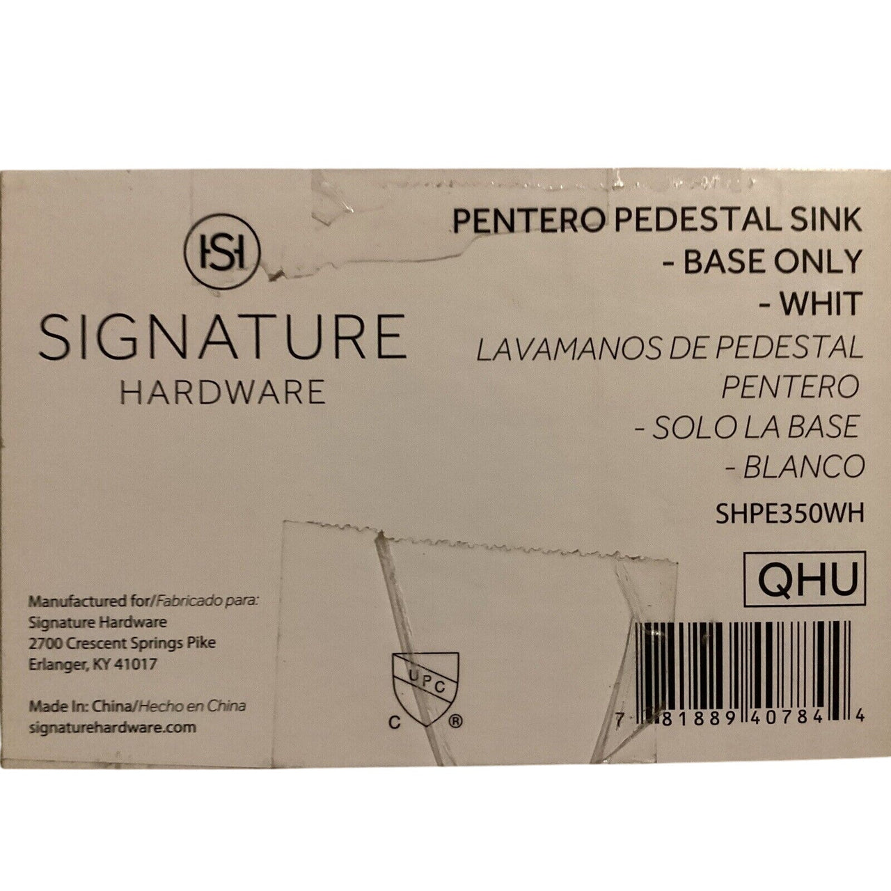 Signature Hardware SHPE350WH Pentero Fireclay Pedestal Base ONLY - White