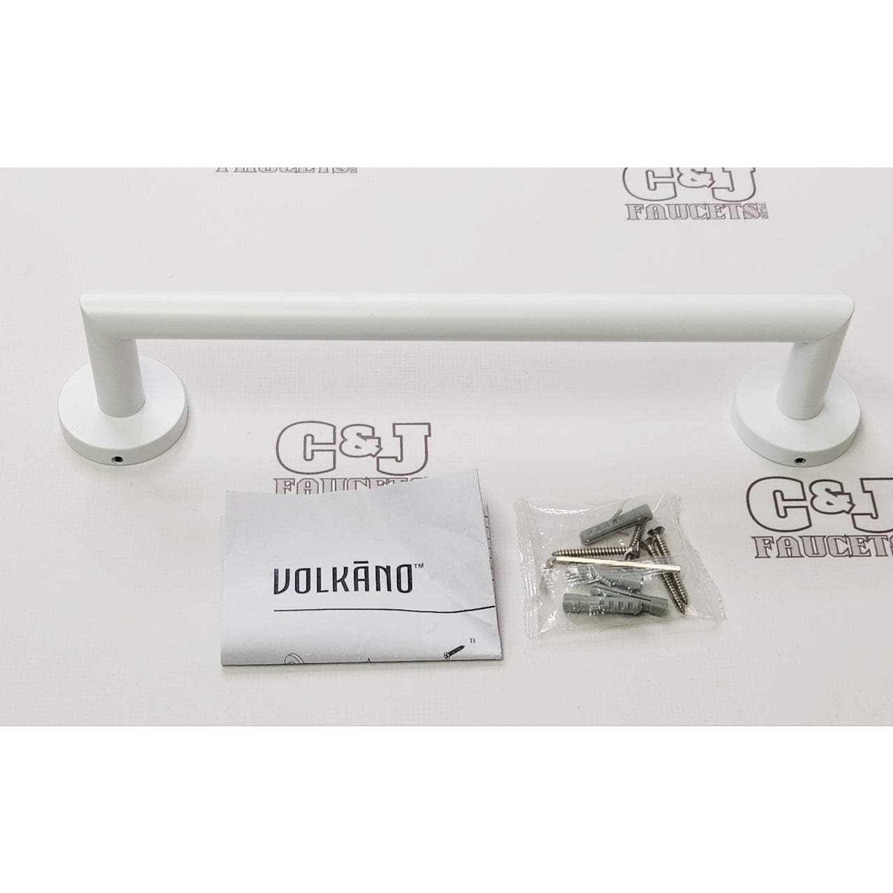 ICO Bath V63132 Volkano Summit 12" Bathroom Sink Lavatory Towel Bar- Matte White