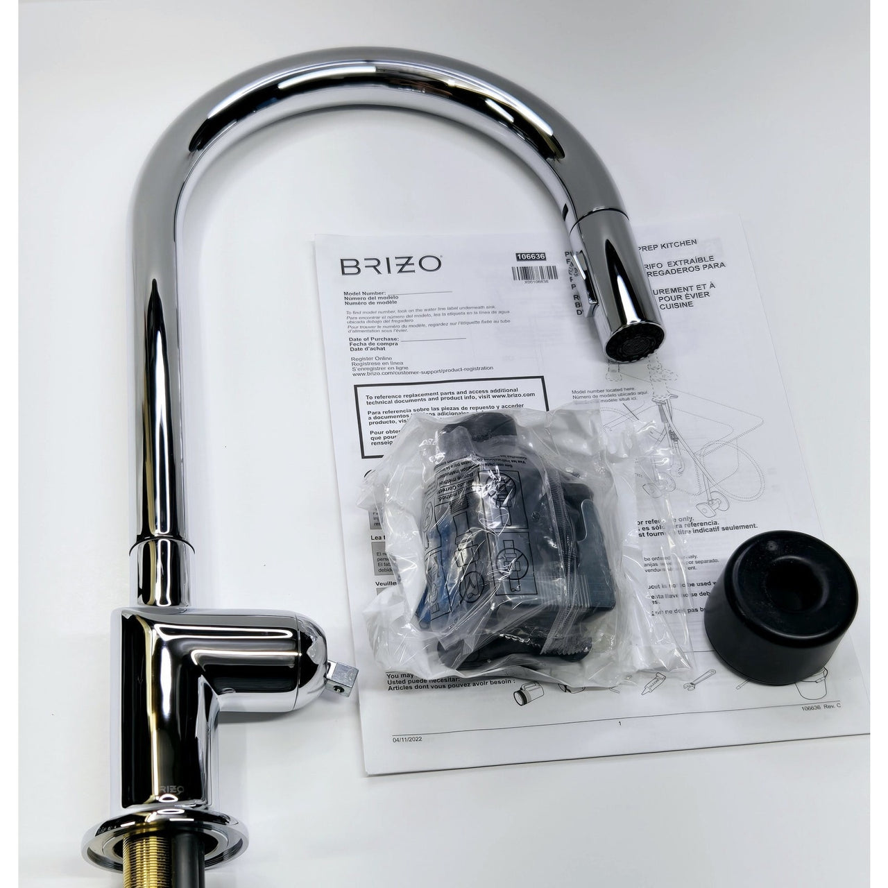 Brizo 63075LF-PCLHP Odin 1.8 GPM Pull Down Kitchen Faucet - Less Handle - Chrome