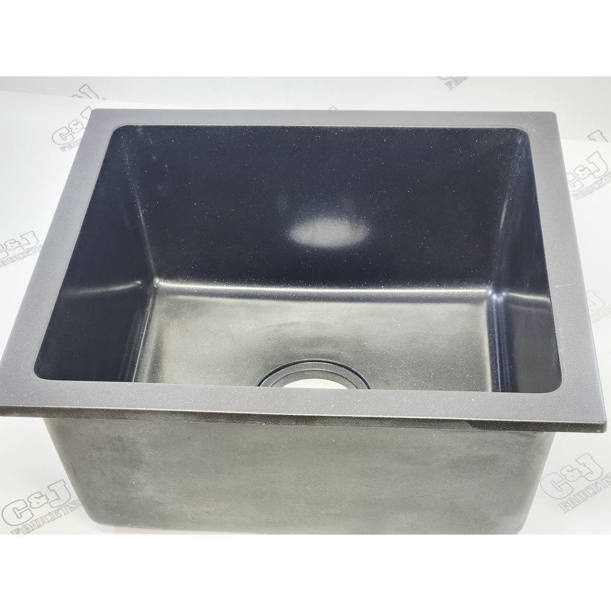 Lordear H-G01-U18B 18x18 Inch Granite Composite Undermount Sink - Matte Black